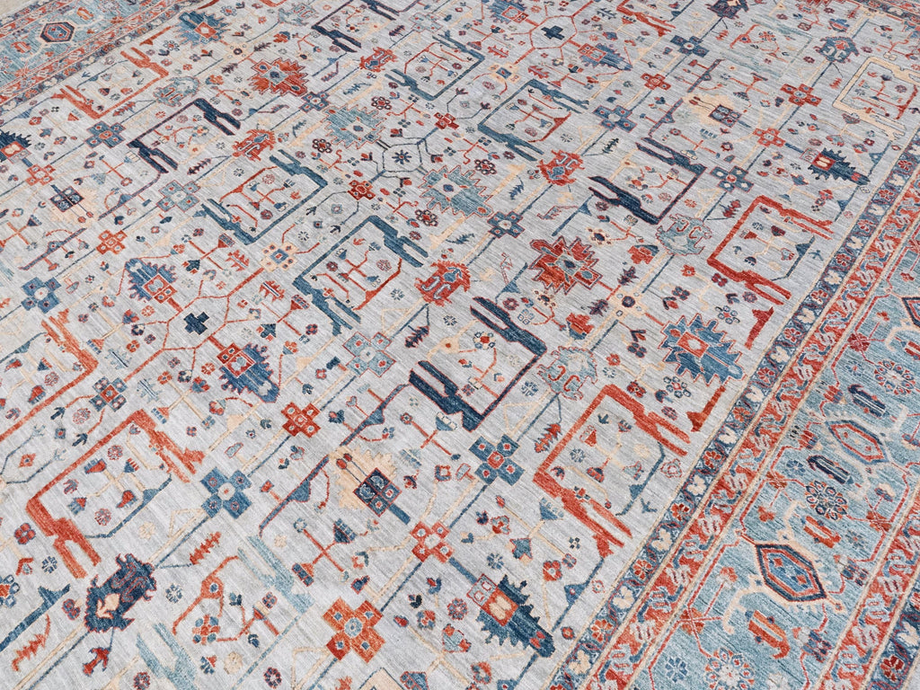 12x15 Ft Gray Heriz Rug - Handmade Afghan Area Rug - Oversize