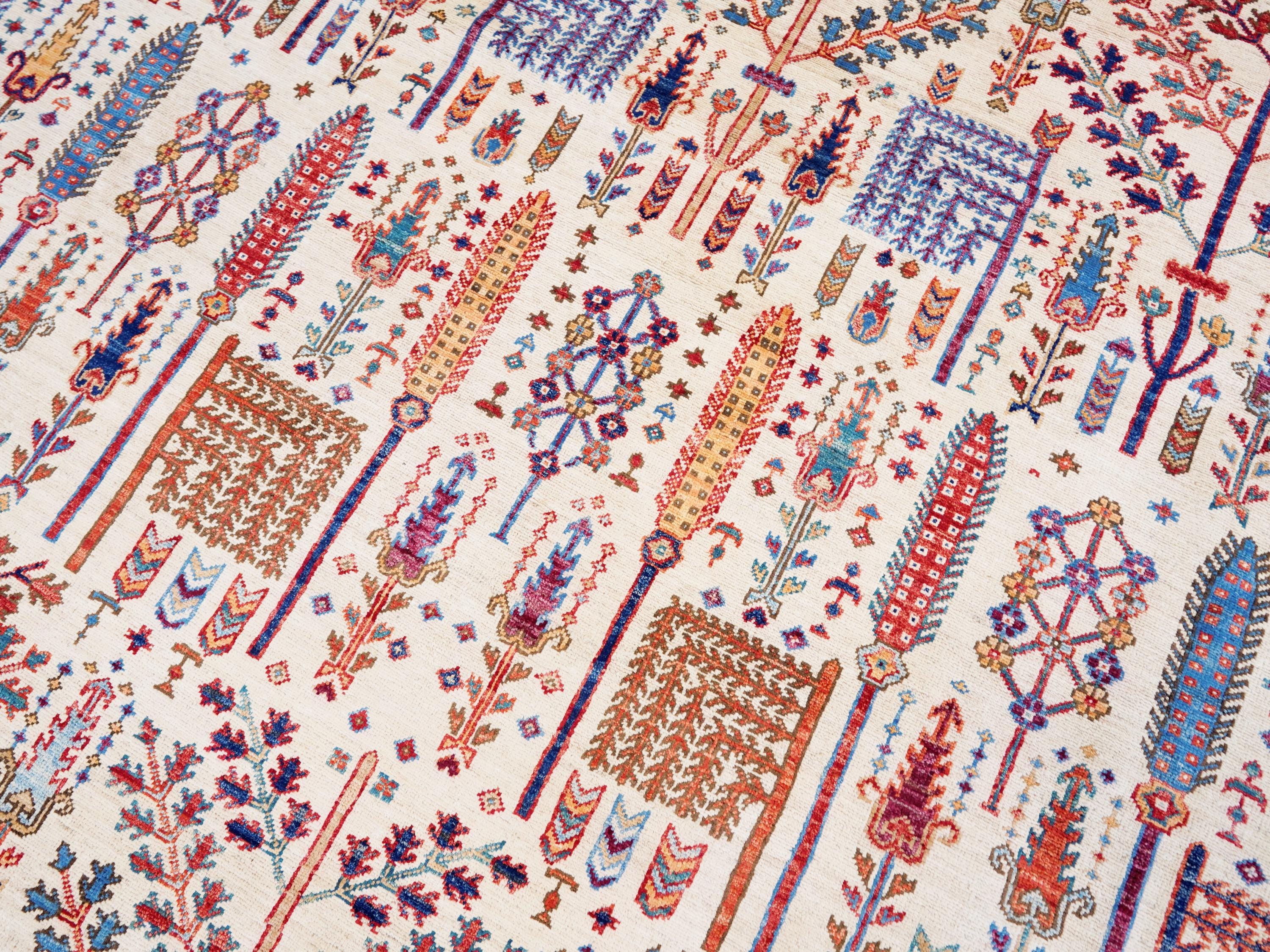 12x15 Ft Hand Knotted Red Heriz Rug - Traditional Oriental Area Rug