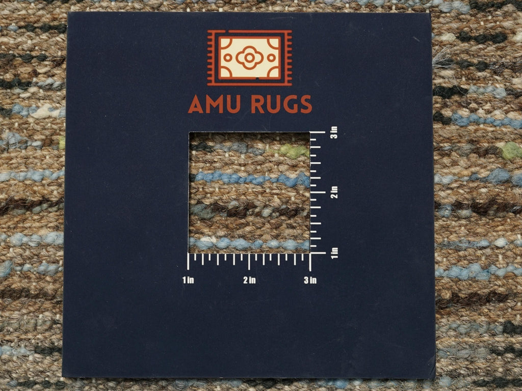 10 Ft Handmade Moroccan Runner Rug - Blue & Brown Afghan Rug