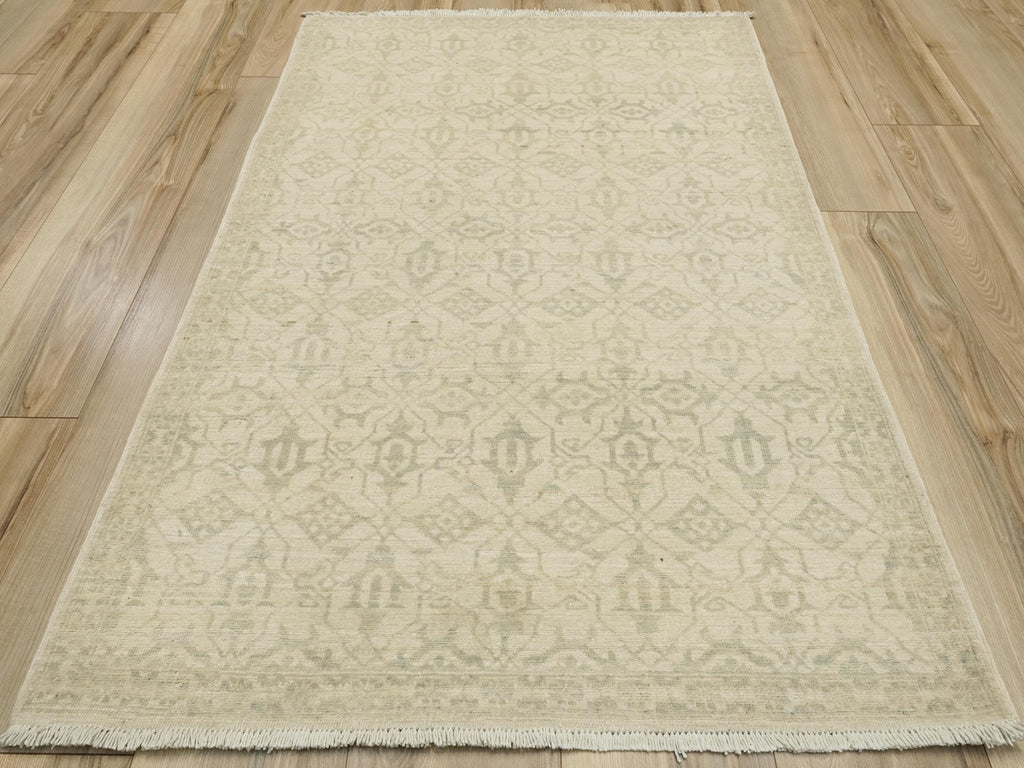 3x5 Ft White Heriz Rug - Ghazni Wool - Oriental Area Rug