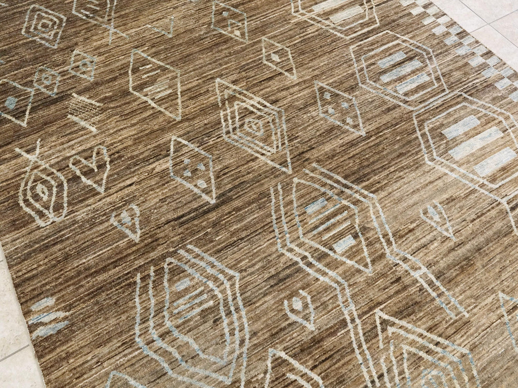 8x10 Ft Brown Gabbeh Rug - Traditional Hand Knotted Rug - Contemporary Design