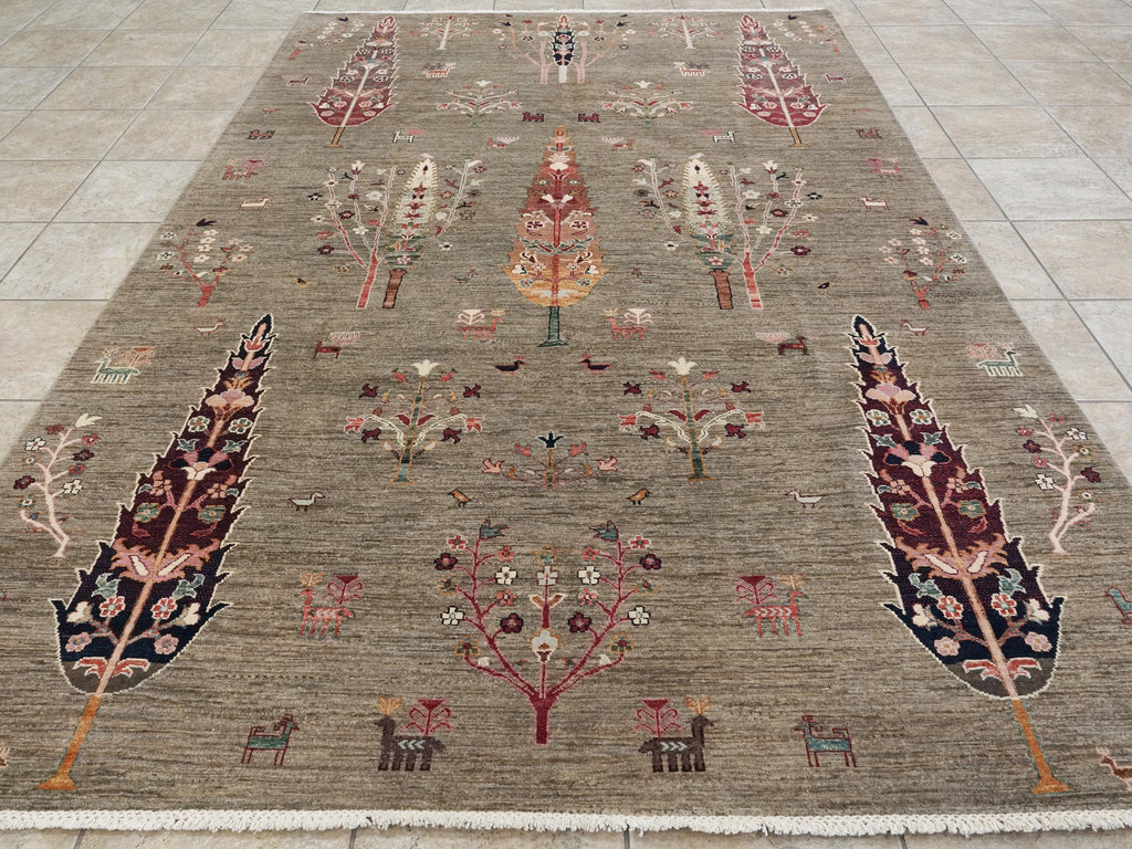 7x10 Ft Brown Serapi Rug - Hand Knotted Floral Rug