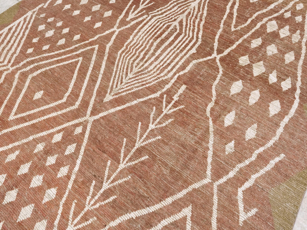 9x12 Ft Red Moroccan Rug - Hand Knotted Area Rug - Tribal Design