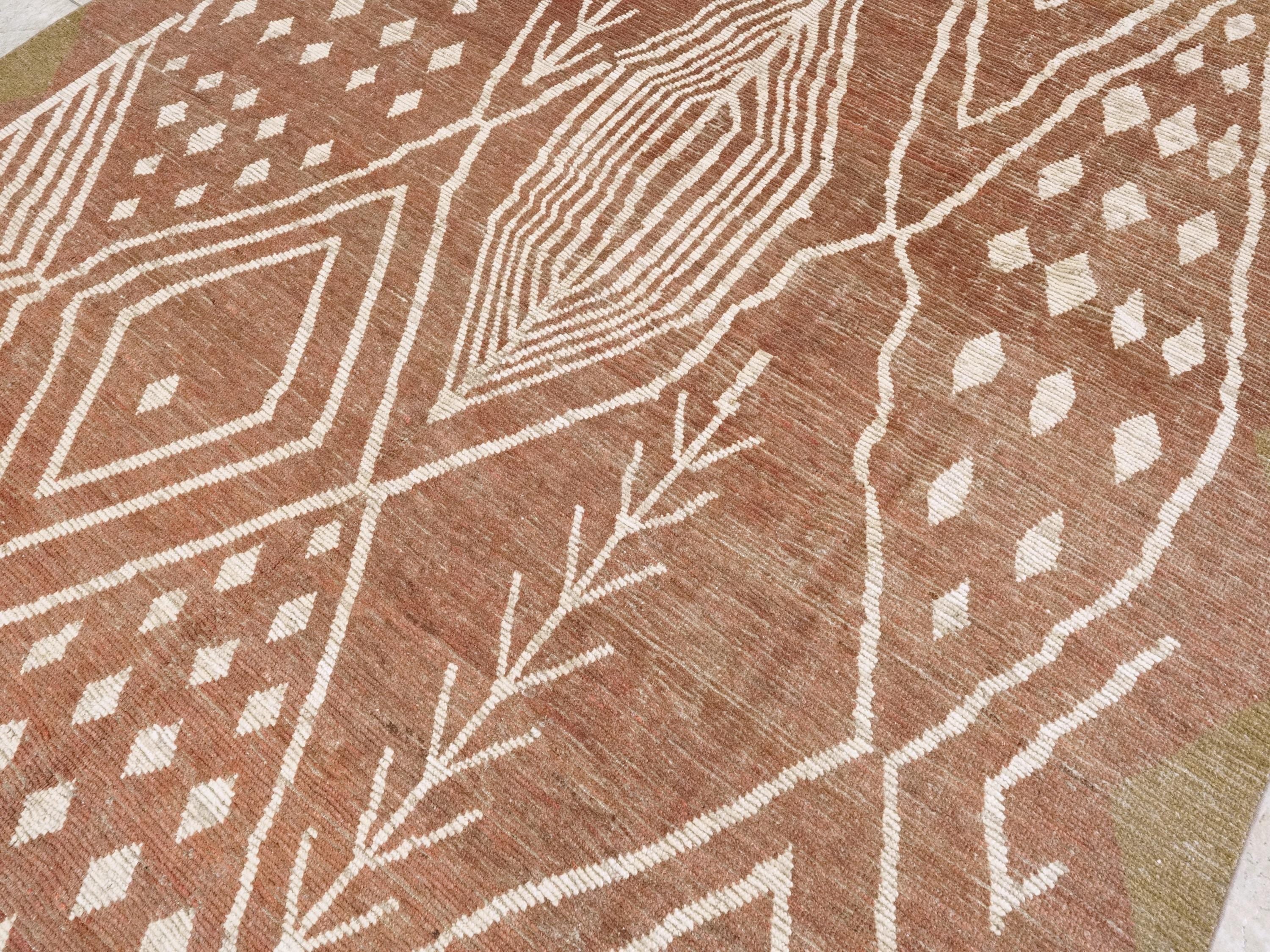 9x12 Ft Red Moroccan Rug - Hand Knotted Area Rug - Tribal Design