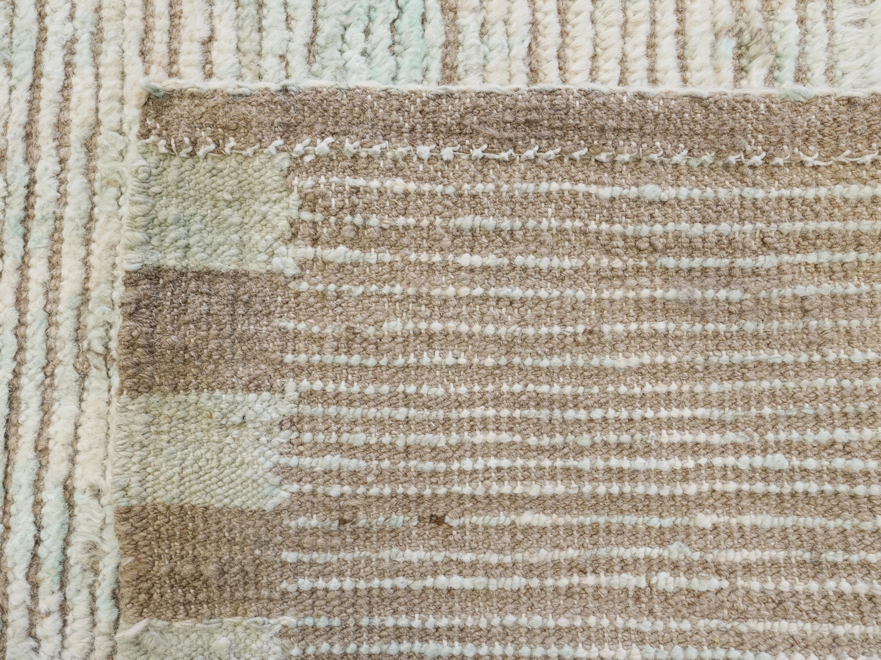 13 Ft Light Blue Moroccan Runner Rug - Hand Knotted Wool Rug