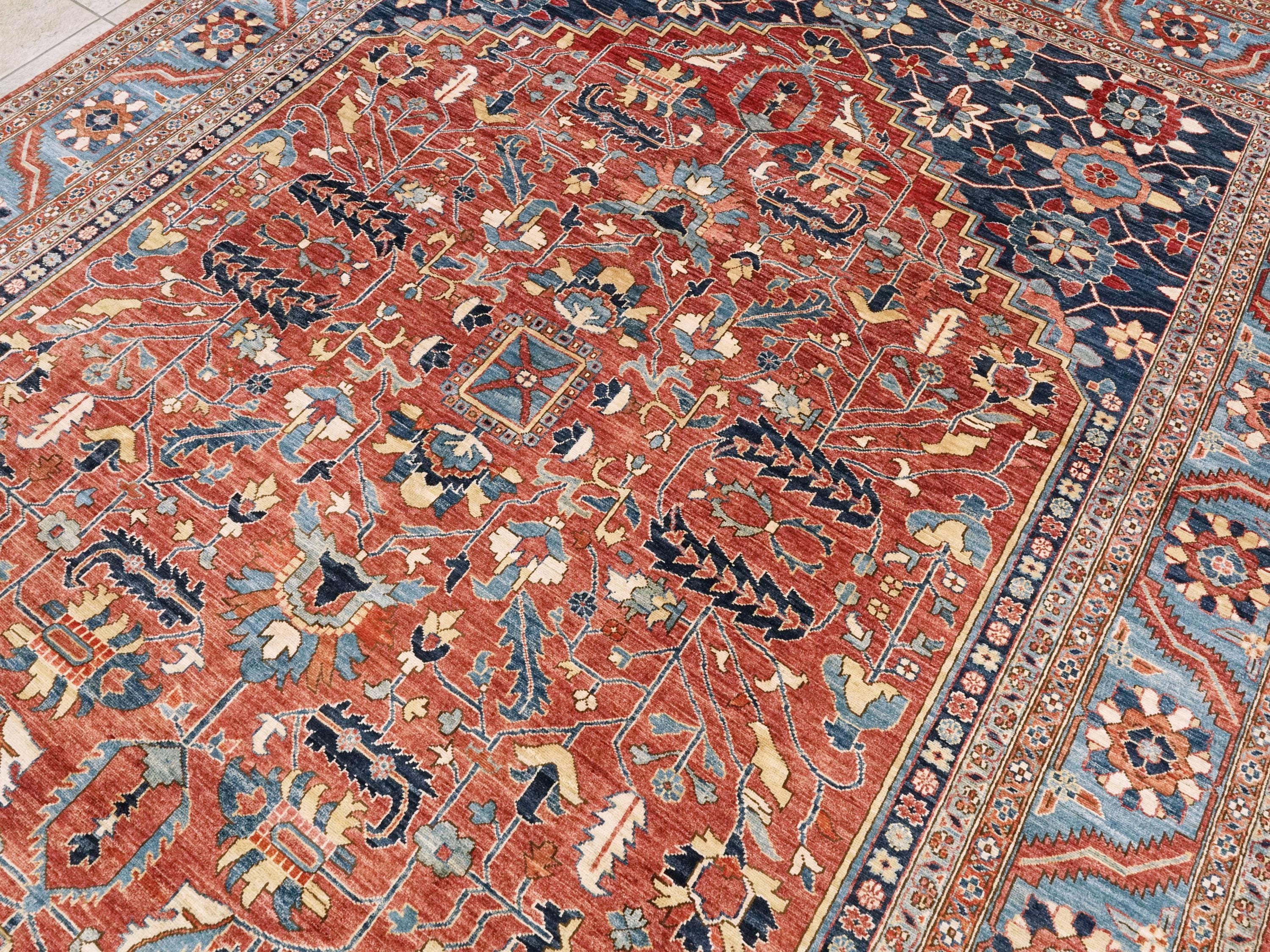 9x12 Ft Red Serapi Rug - Hand Knotted Afghan Area Rug