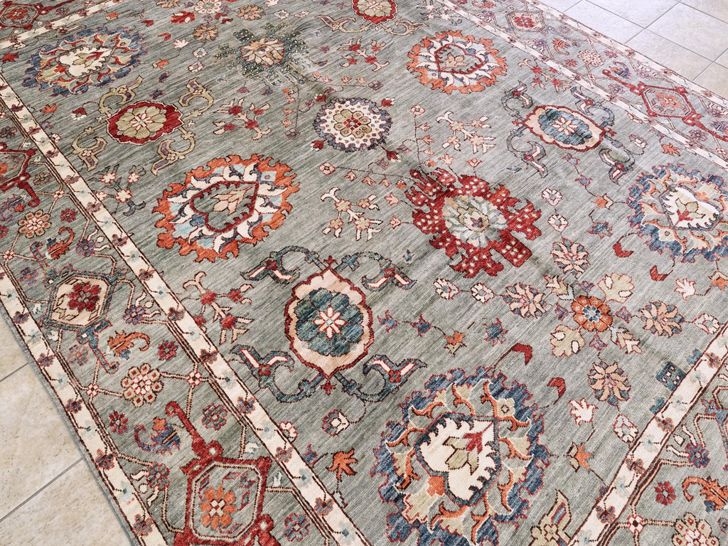 9x12 Ft Gray Serapi Rug - Hand Knotted Afghan Oriental Rug