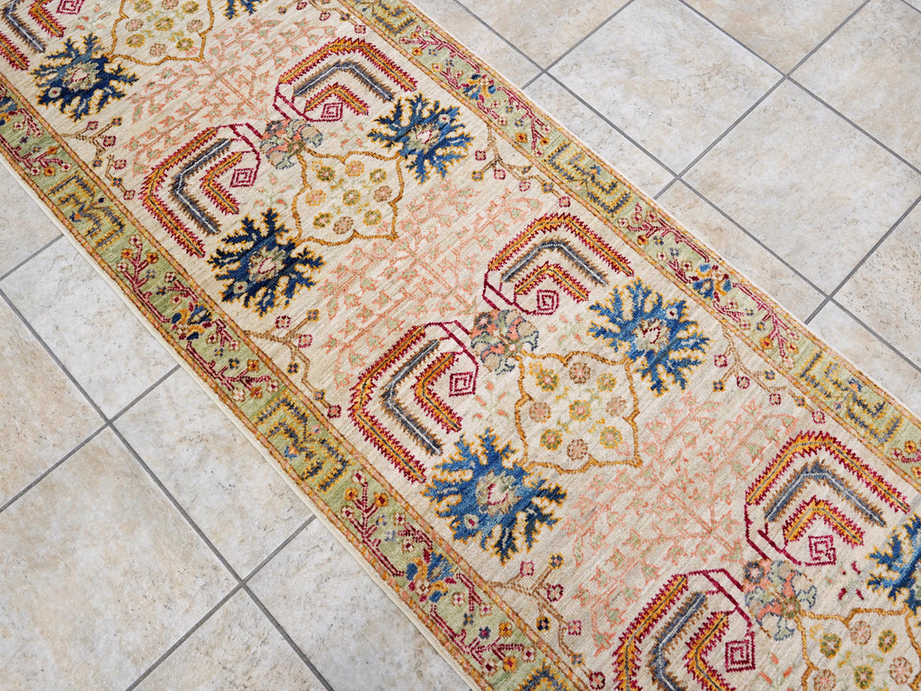 10 Ft Beige Serapi Runner Rug - Hand Knotted Hallway Rug - Persian Design