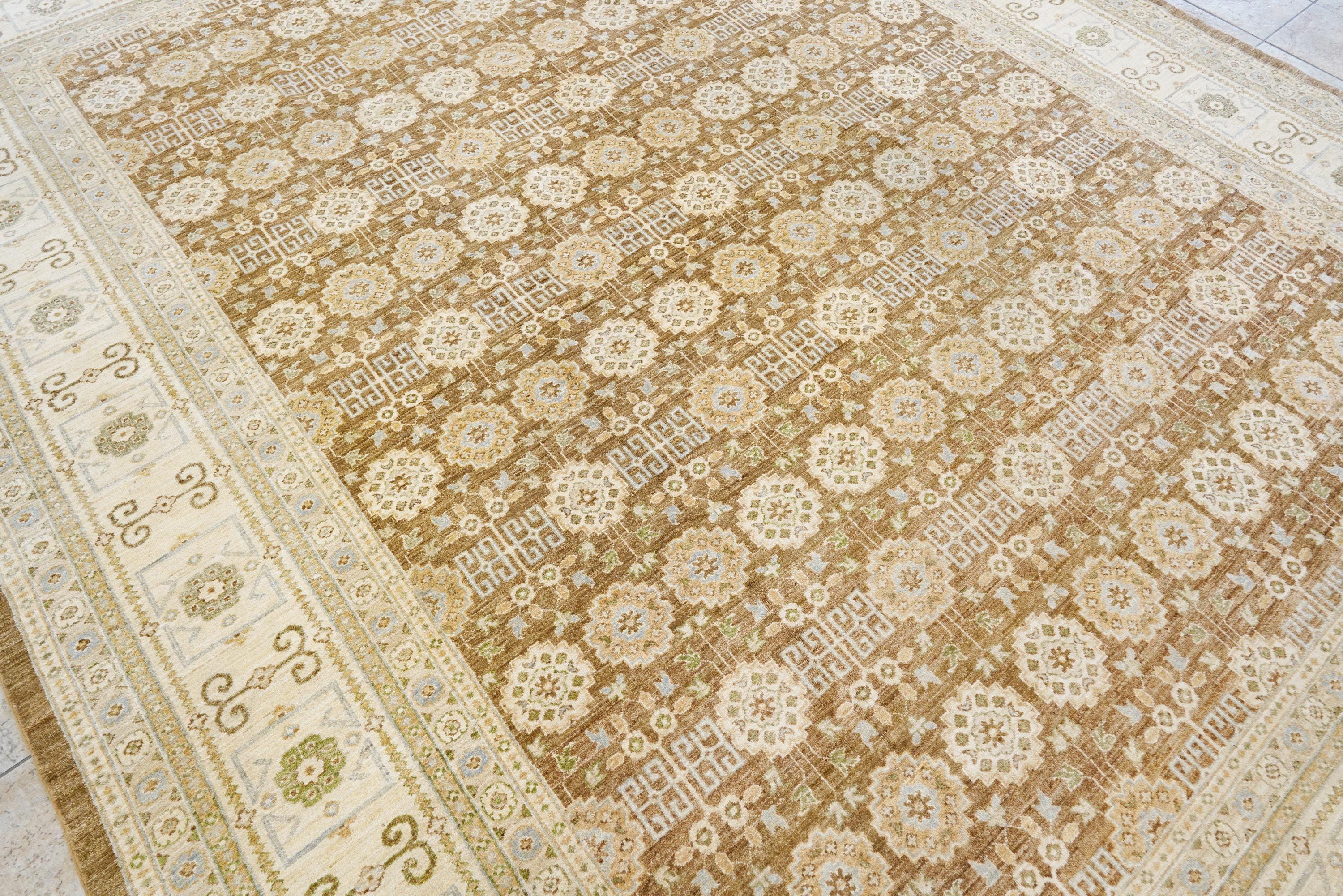 12x15 Ft Beige & Brown Serapi Rug - Handmade Wool Area Rug - Oversize
