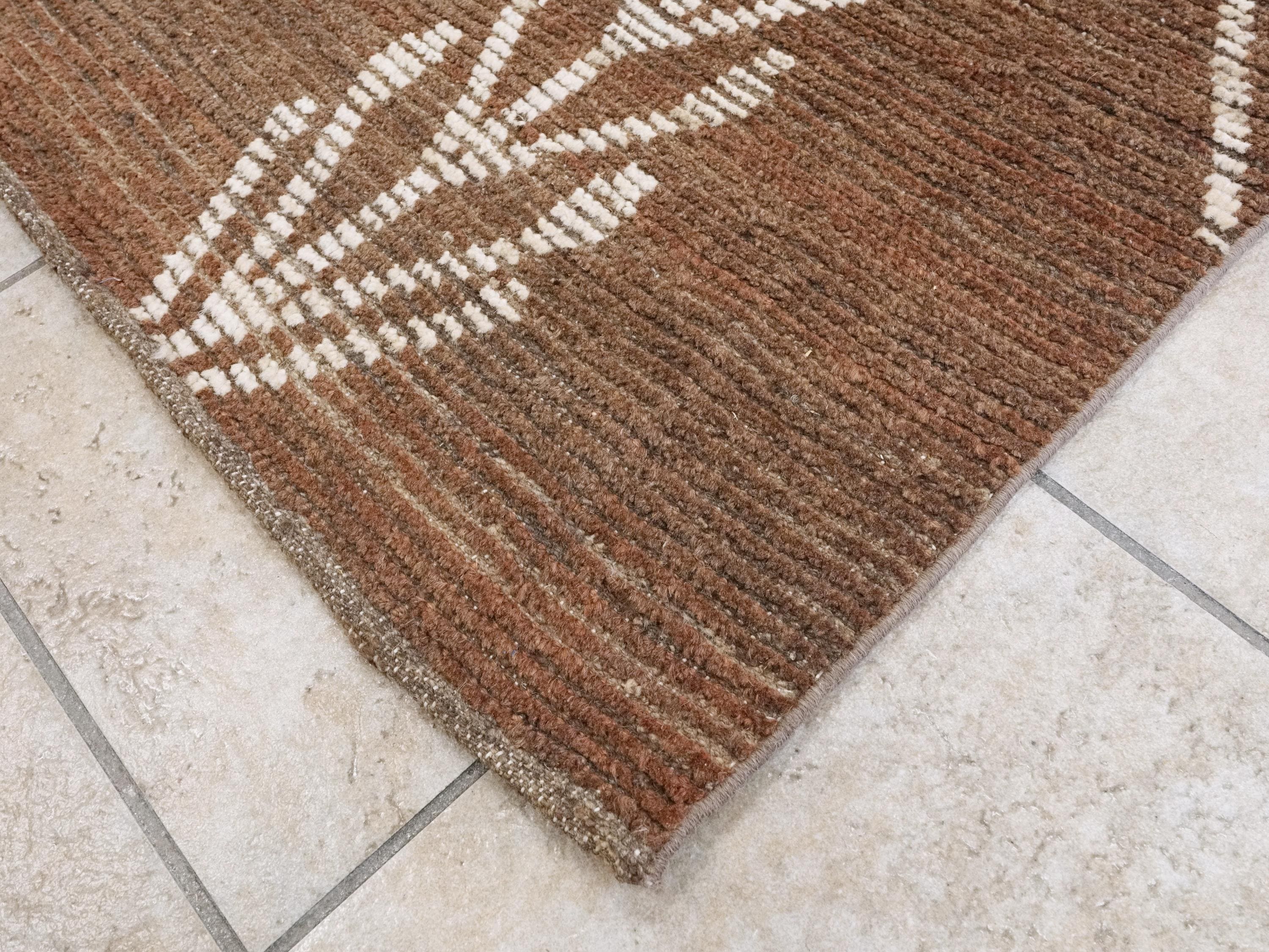 10x14 Ft Brown Moroccan Rug - Afghan Handmade Wool Rug