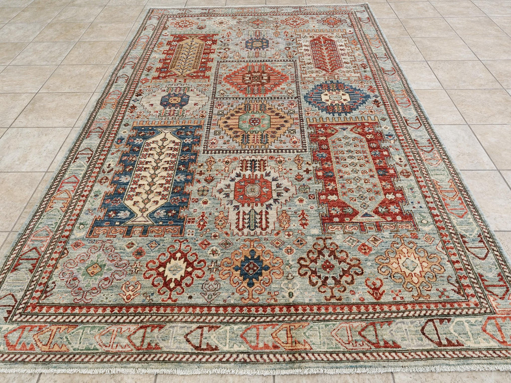 6x9 Ft Light Green Heriz Rug - Traditional Afghan Wool Rug