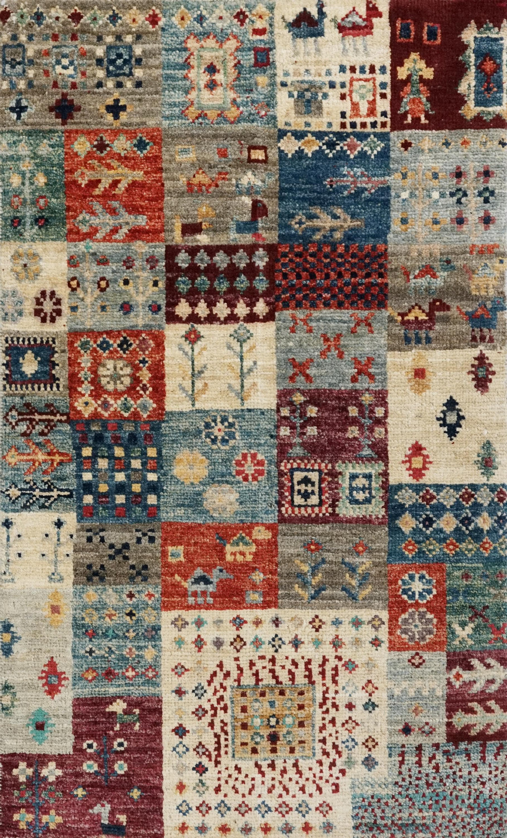 2x3 Ft Handmade Afghan Gabbeh Rug - Colorful Wool Accent Rug