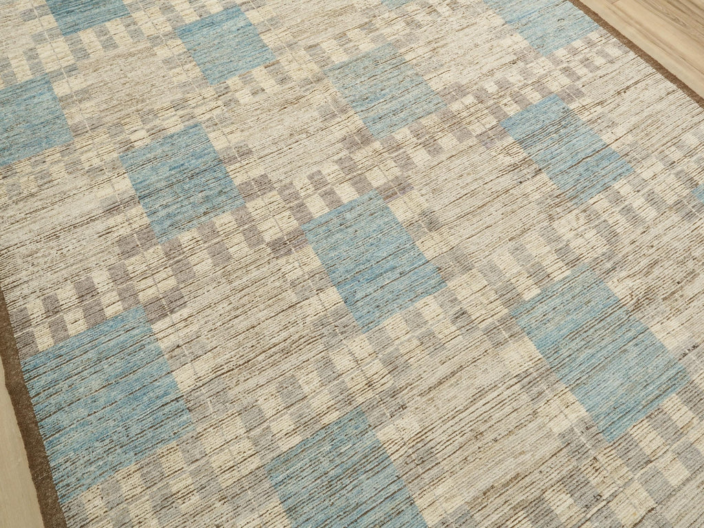 9x12 Ft Blue Moroccan Wool Rug - Hand Knotted Area Rug