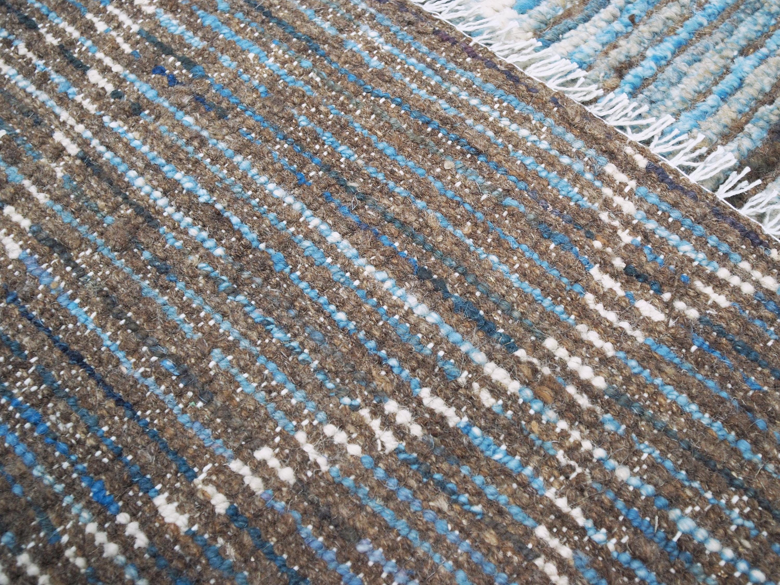 4x6 Ft Hand Knotted Blue Moroccan Rug - Small Wool Rug