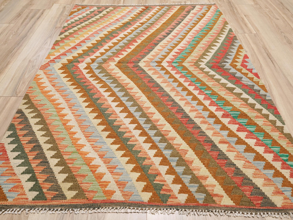 4x6 Ft Wool Kilim Rug - Flat Weave Scandinavian Rug
