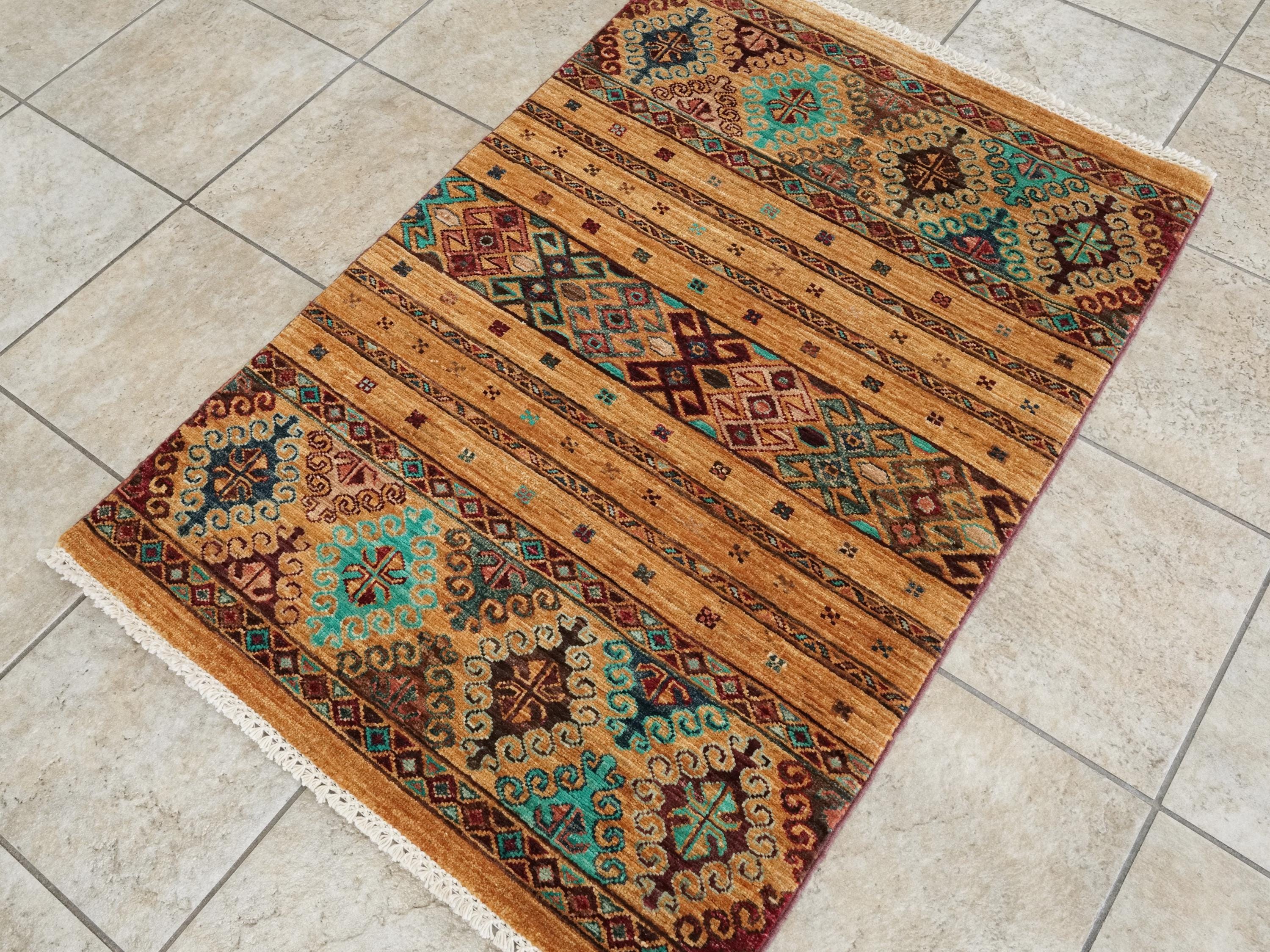 3x4 Ft Yellow Khorjin Rug - Hand Knotted Wool Oriental Rug