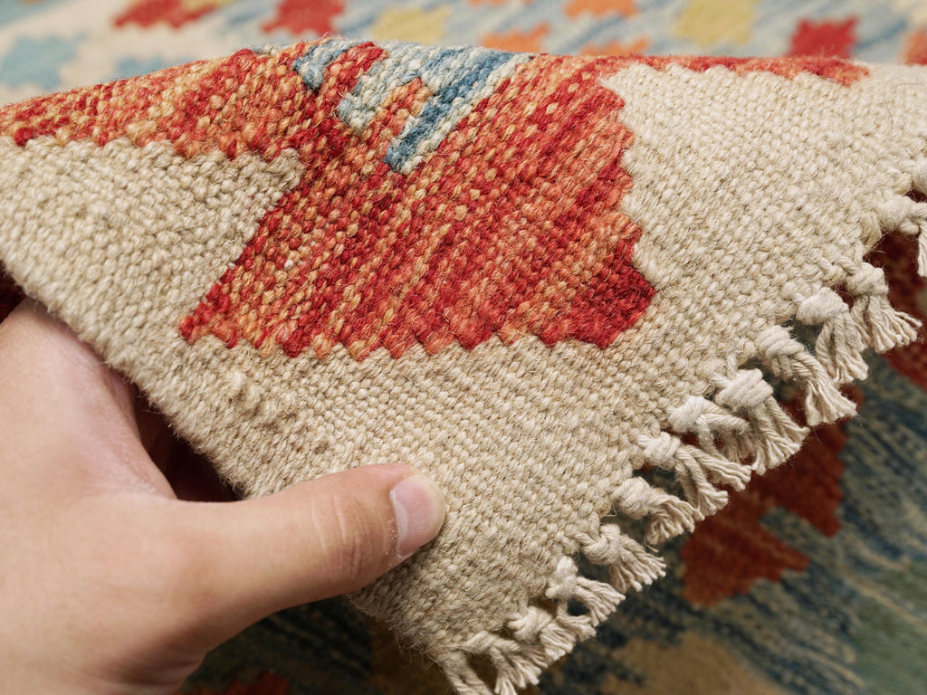 5x6 Ft Orange Kilim Rug - Afghan Flat Weave