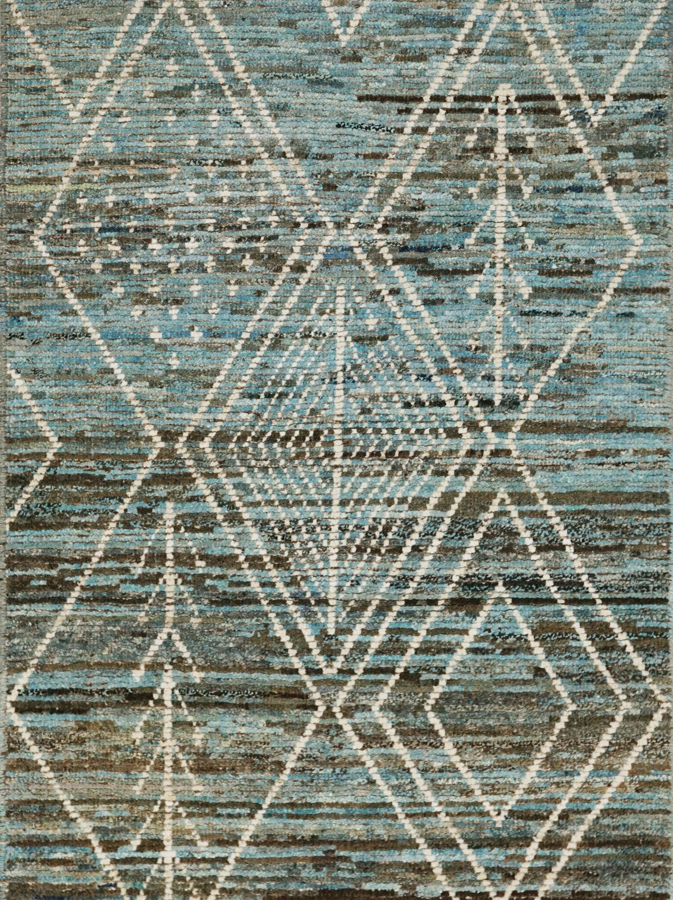 3x5 Ft Blue Moroccan Rug - Hand Knotted Area Rug