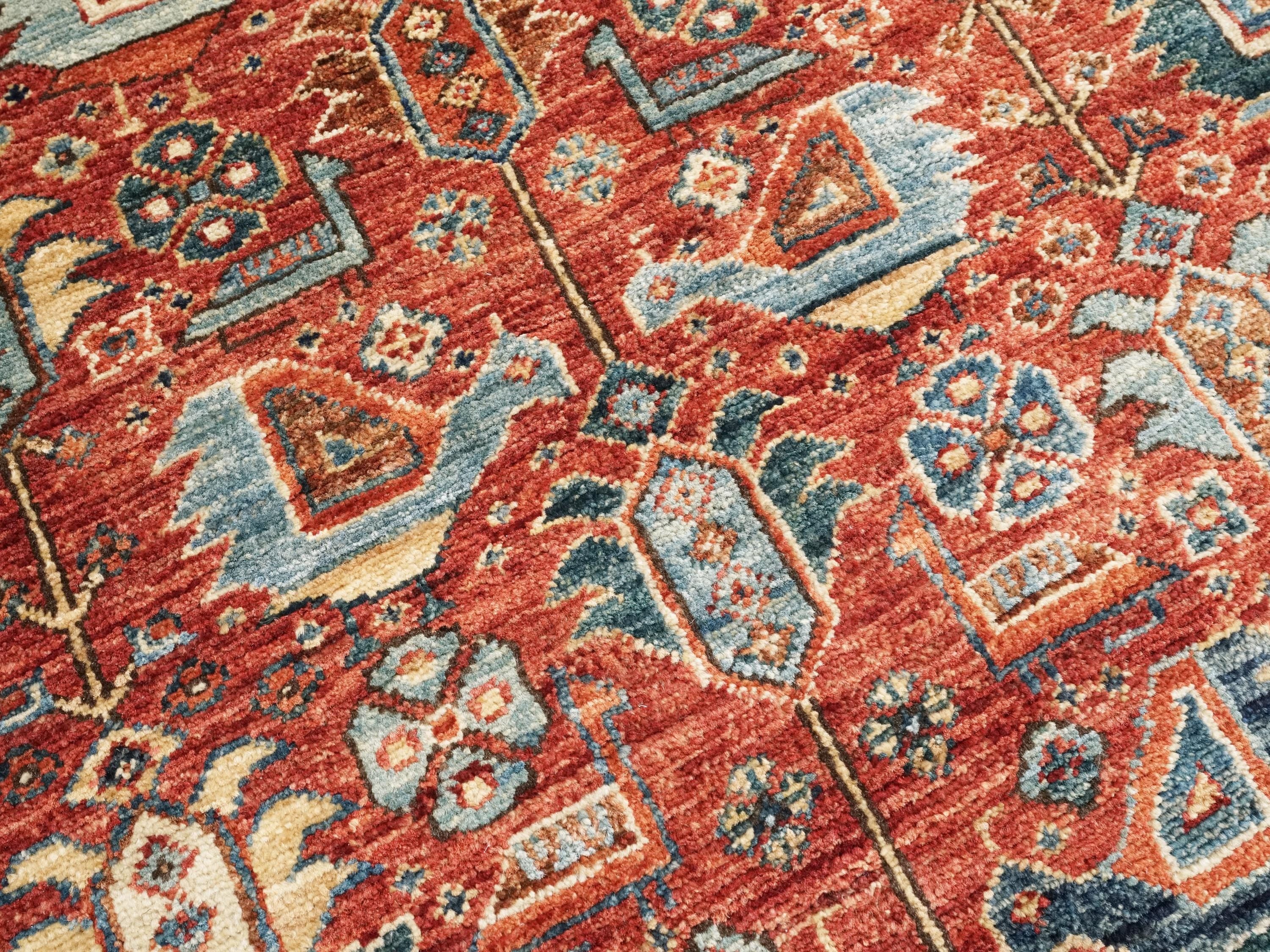 5x7 Ft Hand Knotted Red Serapi Rug - Ghazni Wool Oriental Rug