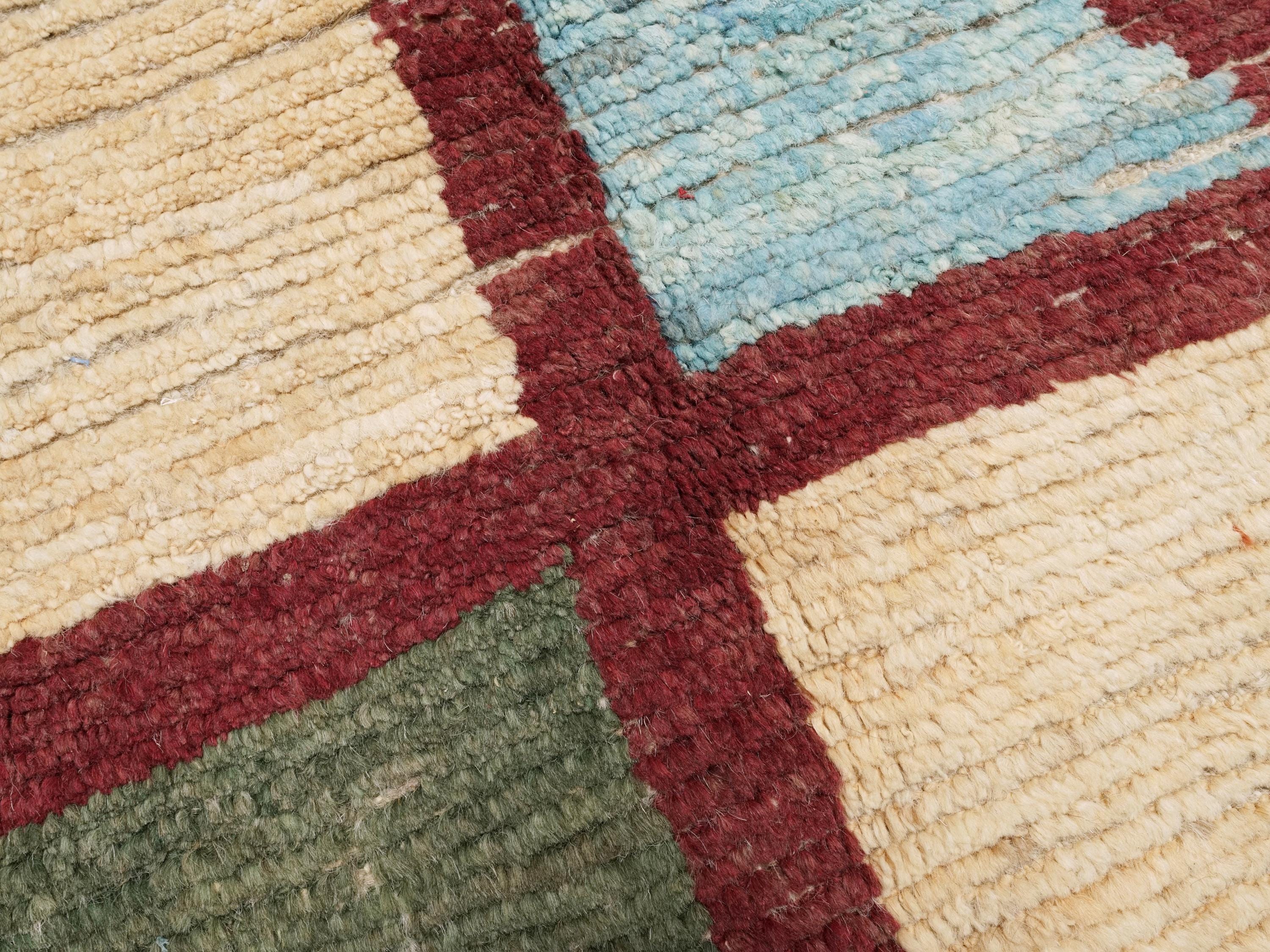 6x8 Ft Multicolor Moroccan Rug - Handmade Afghan Wool Rug - Geometric Design