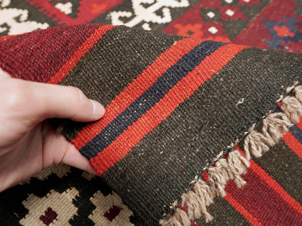 9x11 Ft Red Maimana Kilim Rug - Vintage Afghan Flat Weave
