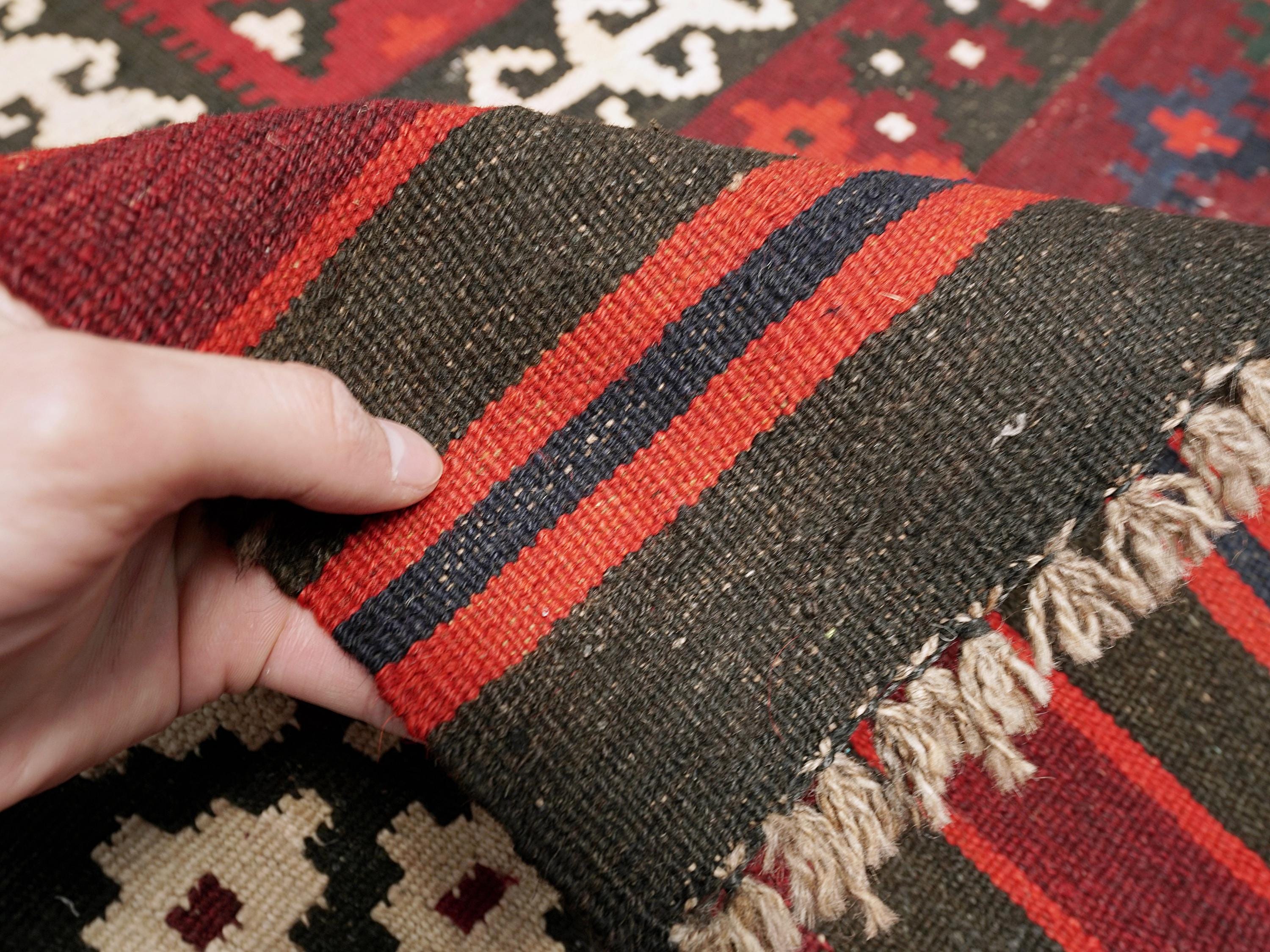 9x11 Ft Red Maimana Kilim Rug - Vintage Afghan Flat Weave