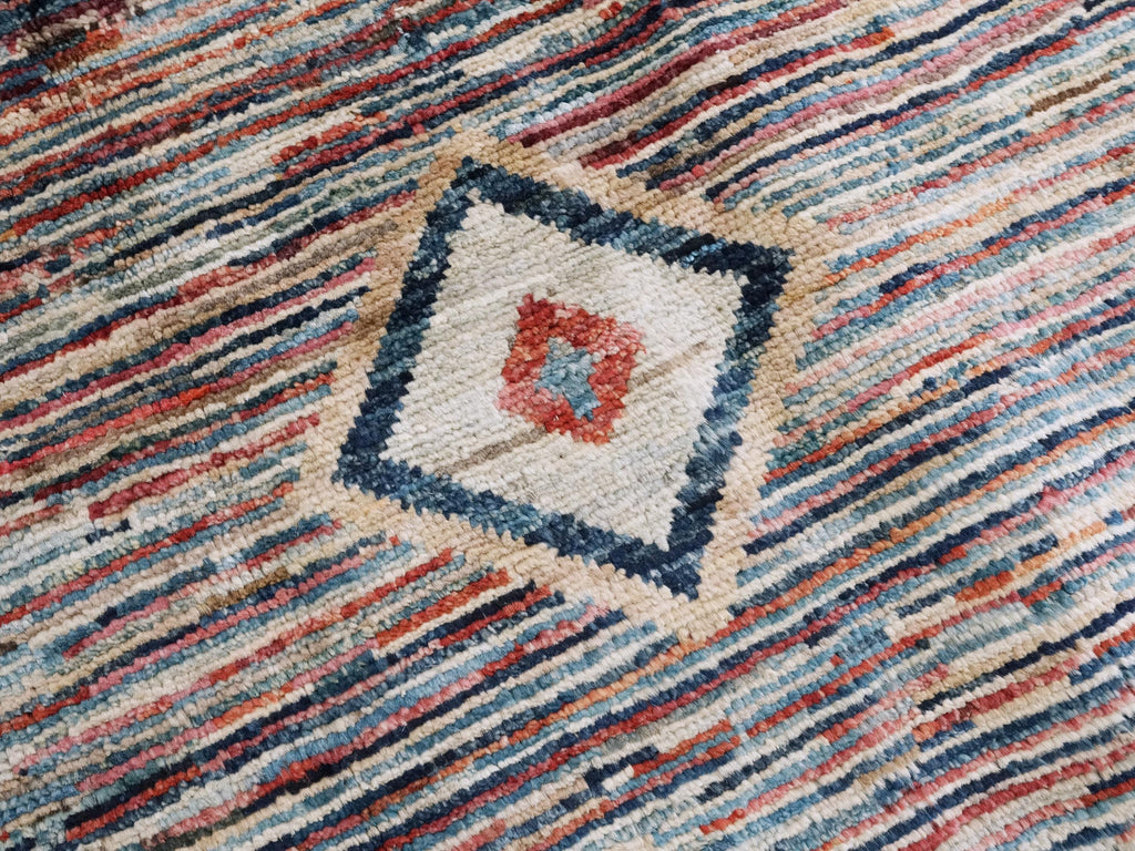 8x10 Ft Multicolor Gabbeh Rug - Geometric Tribal Wool Rug