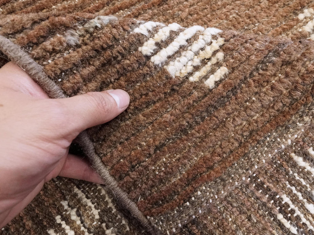 10x14 Ft Brown Moroccan Rug - Afghan Handmade Wool Rug