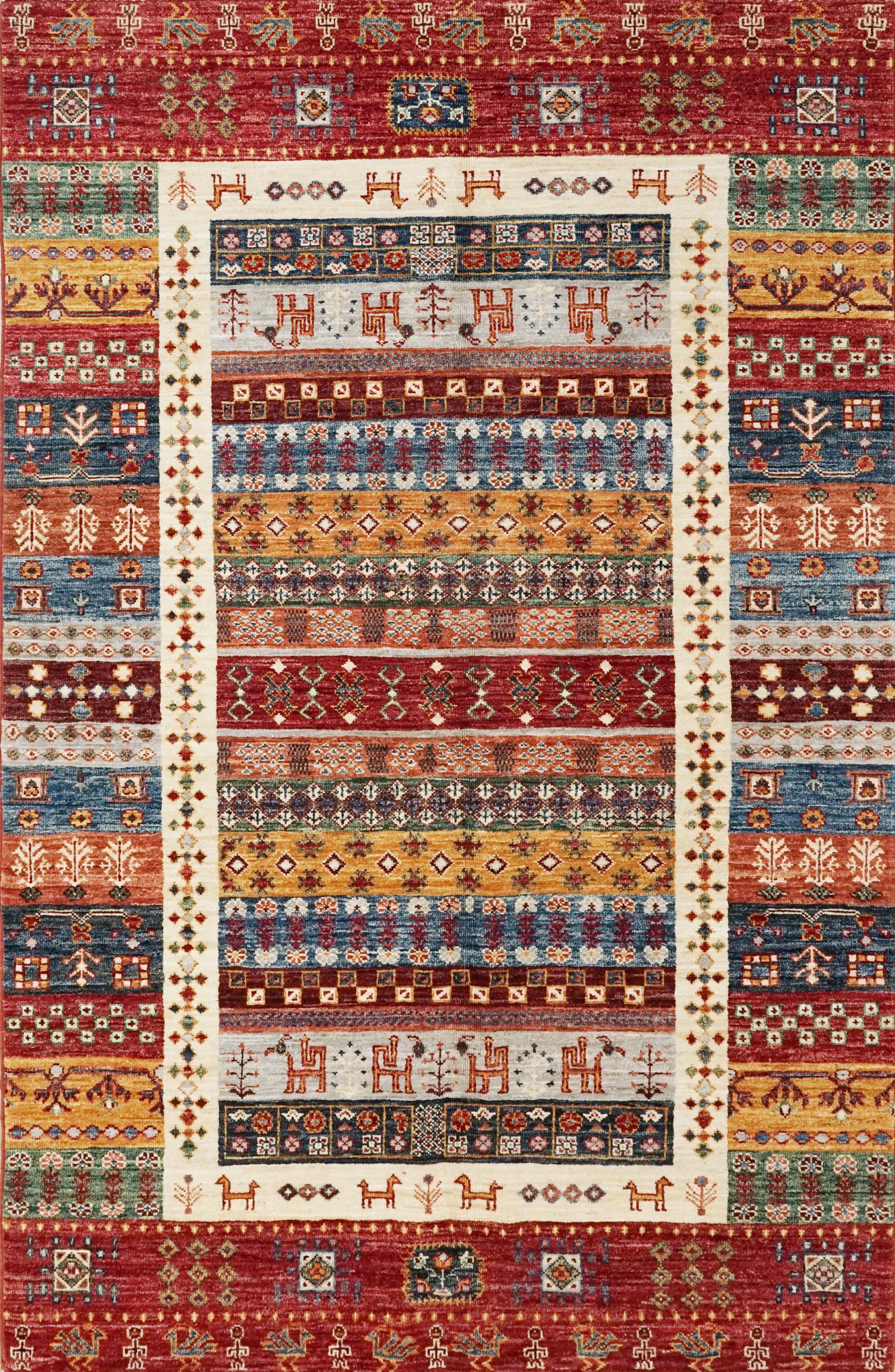 4x7 Ft Red Gabbeh Rug - Afghan Tribal Rug