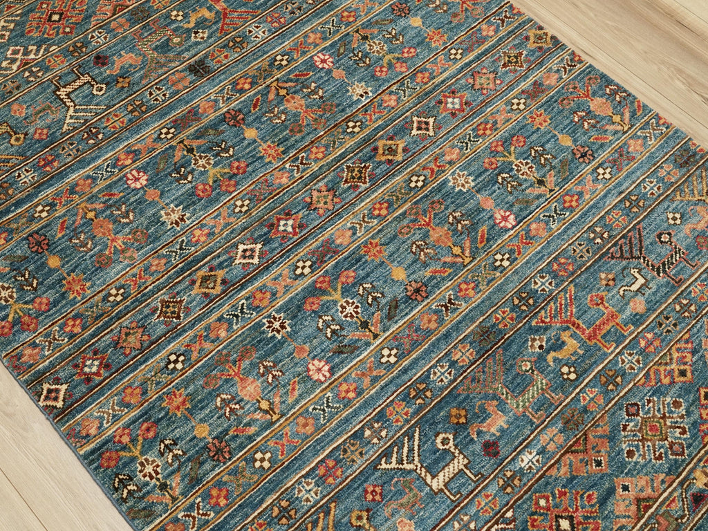 3x5 Ft Blue Khorjin Rug - Afghan Handmade Area Rug