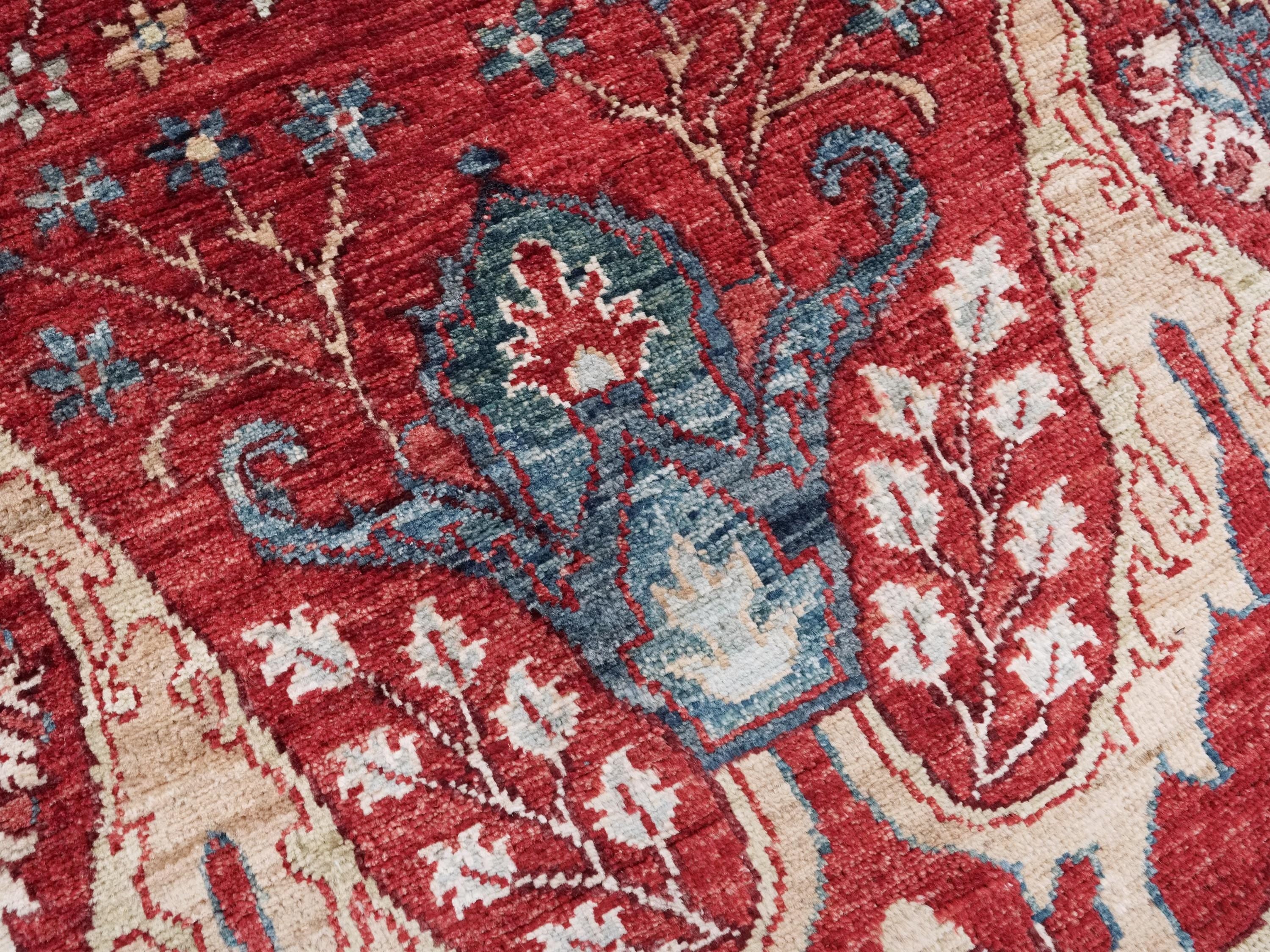 18 Ft Red Serapi Runner Rug - Handmade Wool Hallway Rug