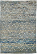 7x10 Ft Blue Moroccan Rug - Hand Knotted Area Rug