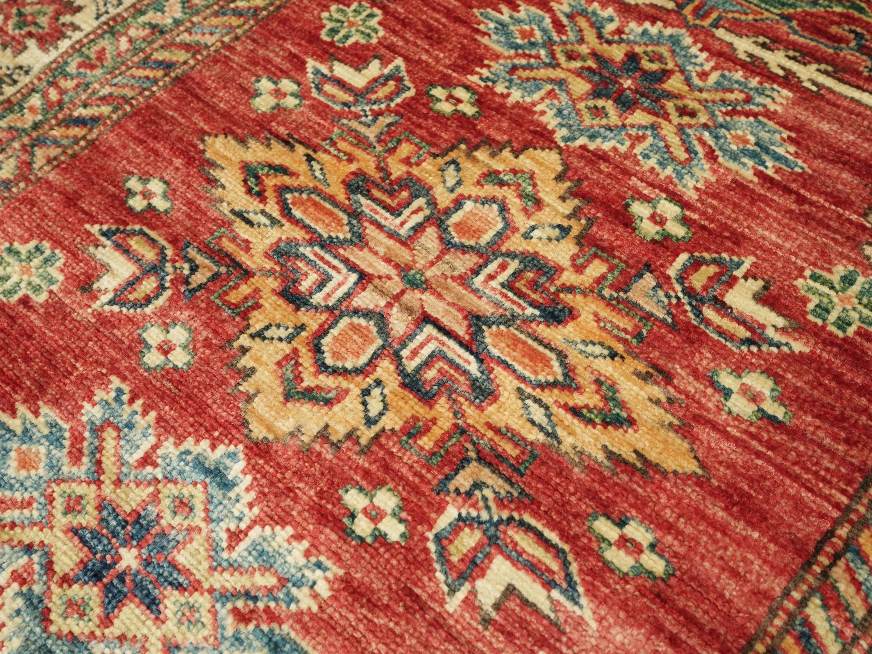 3x4 Ft Red Kazak Rug - Handmade Oriental Wool Rug