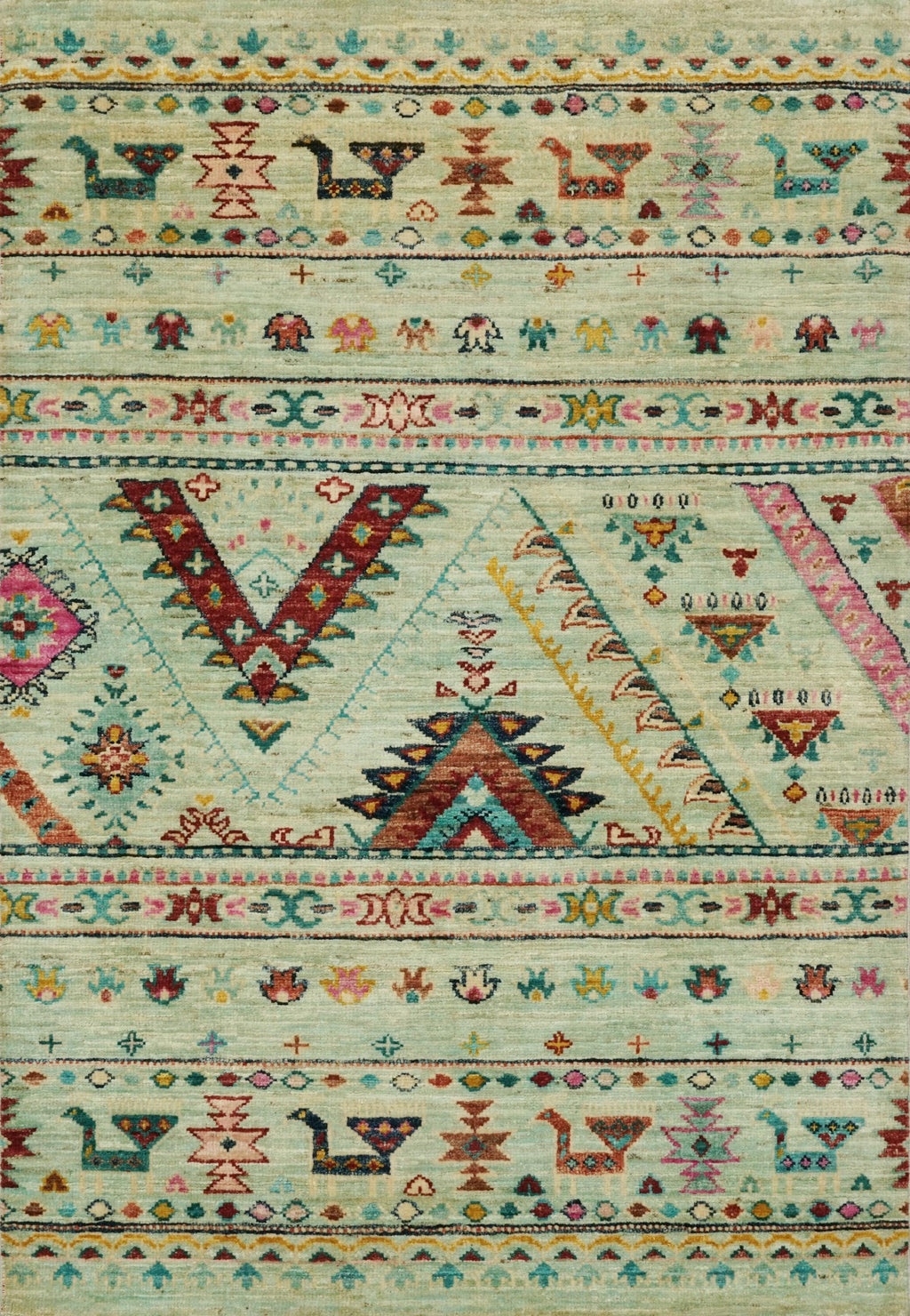 3x4 Ft Cyan Khorjin Rug - Afghan Handmade Wool Rug