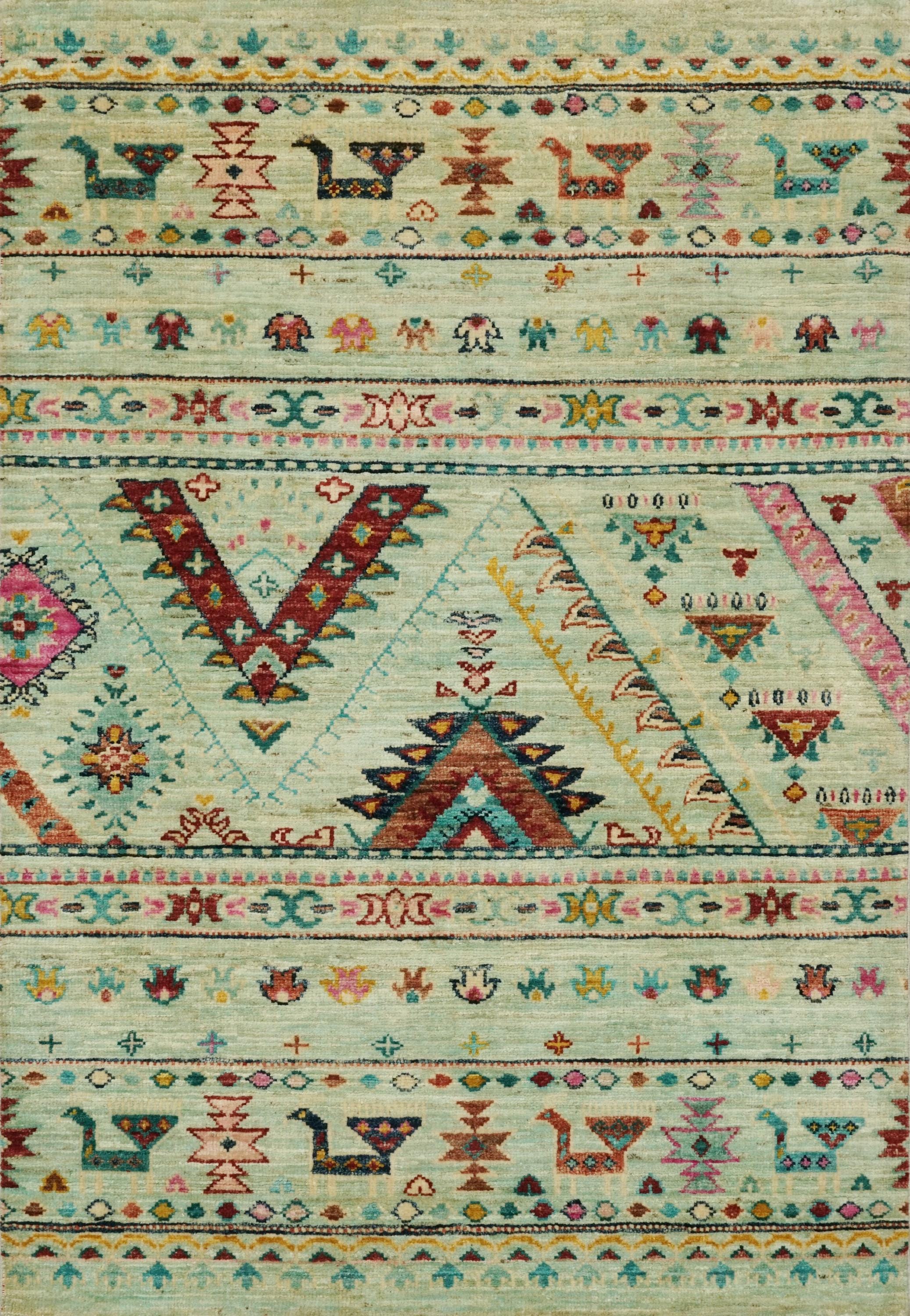 3x4 Ft Cyan Khorjin Rug - Afghan Handmade Wool Rug