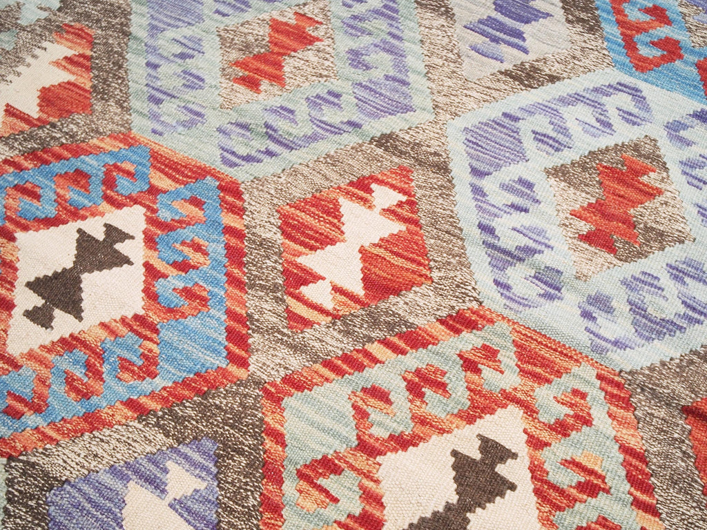 4x6 Ft Wool Kilim Rug - Brown Flat Weave