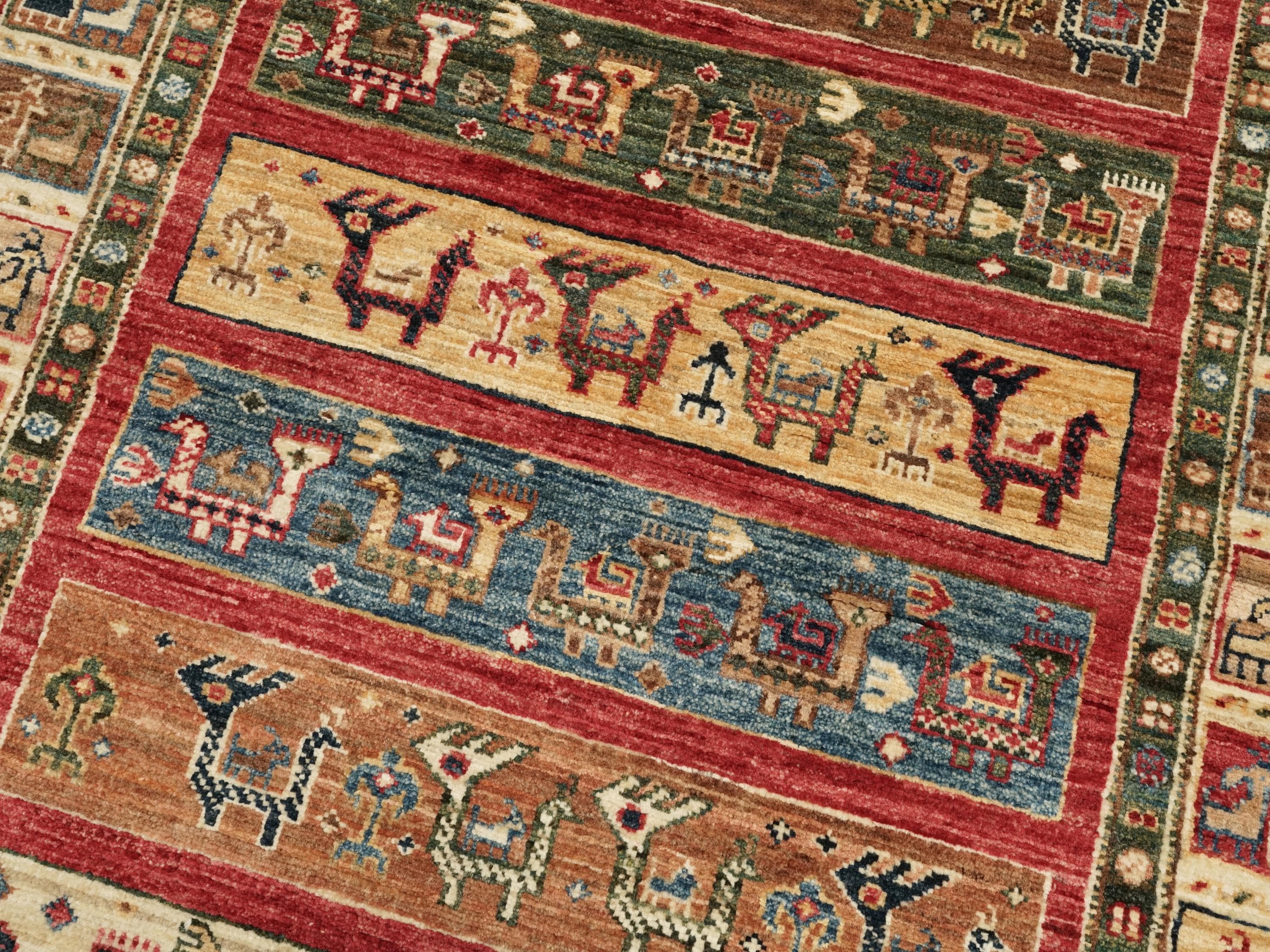 3x5 Ft Orange Heriz Rug - Afghan Wool Animal Rug