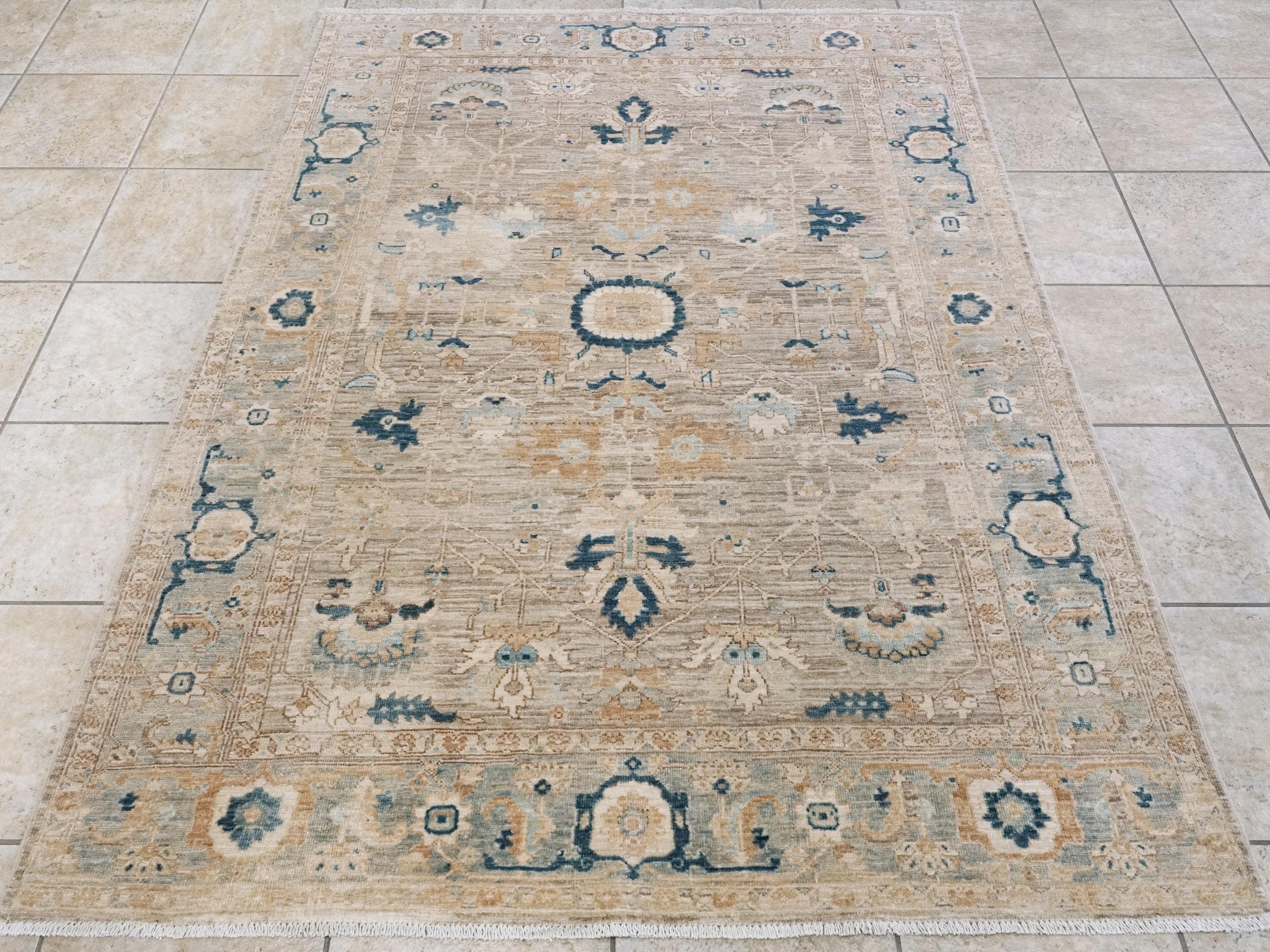 5x7 Ft Light Brown Serapi Rug - Hand Knotted Oriental Rug - Persian Style