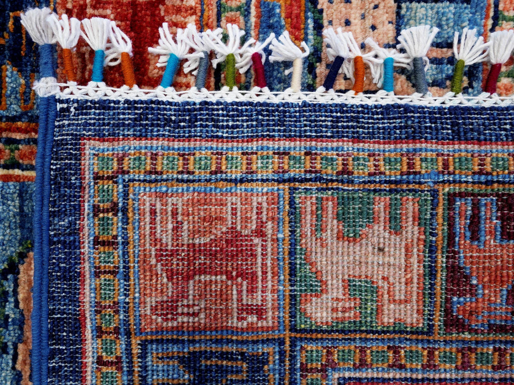 9x12 Ft Red & Blue Pazyryk Rug - Afghan Oriental Area Rug