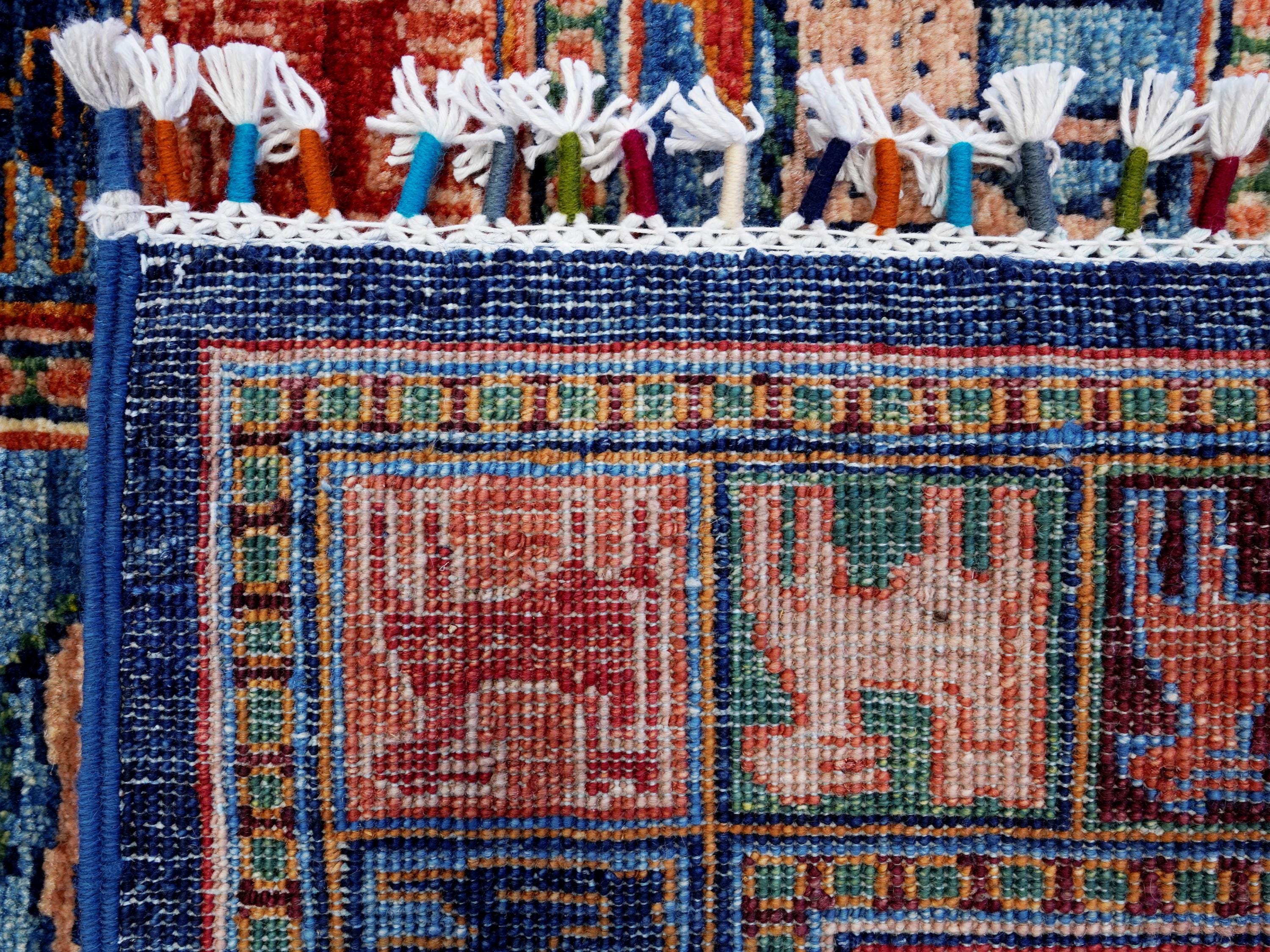 9x12 Ft Red & Blue Pazyryk Rug - Afghan Oriental Area Rug