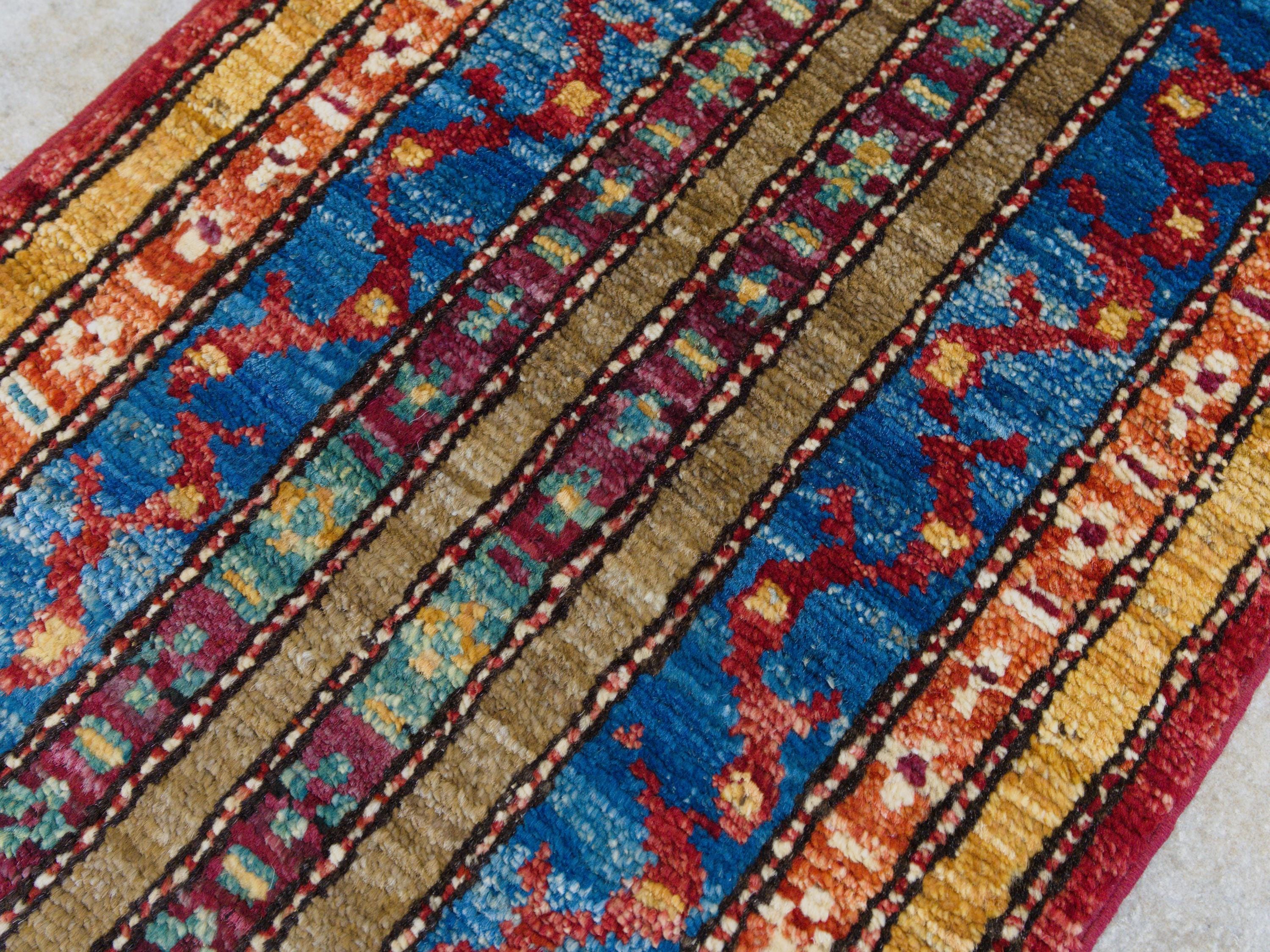 1x2 Ft Blue Khorjin Rug - Wool Accent Rug