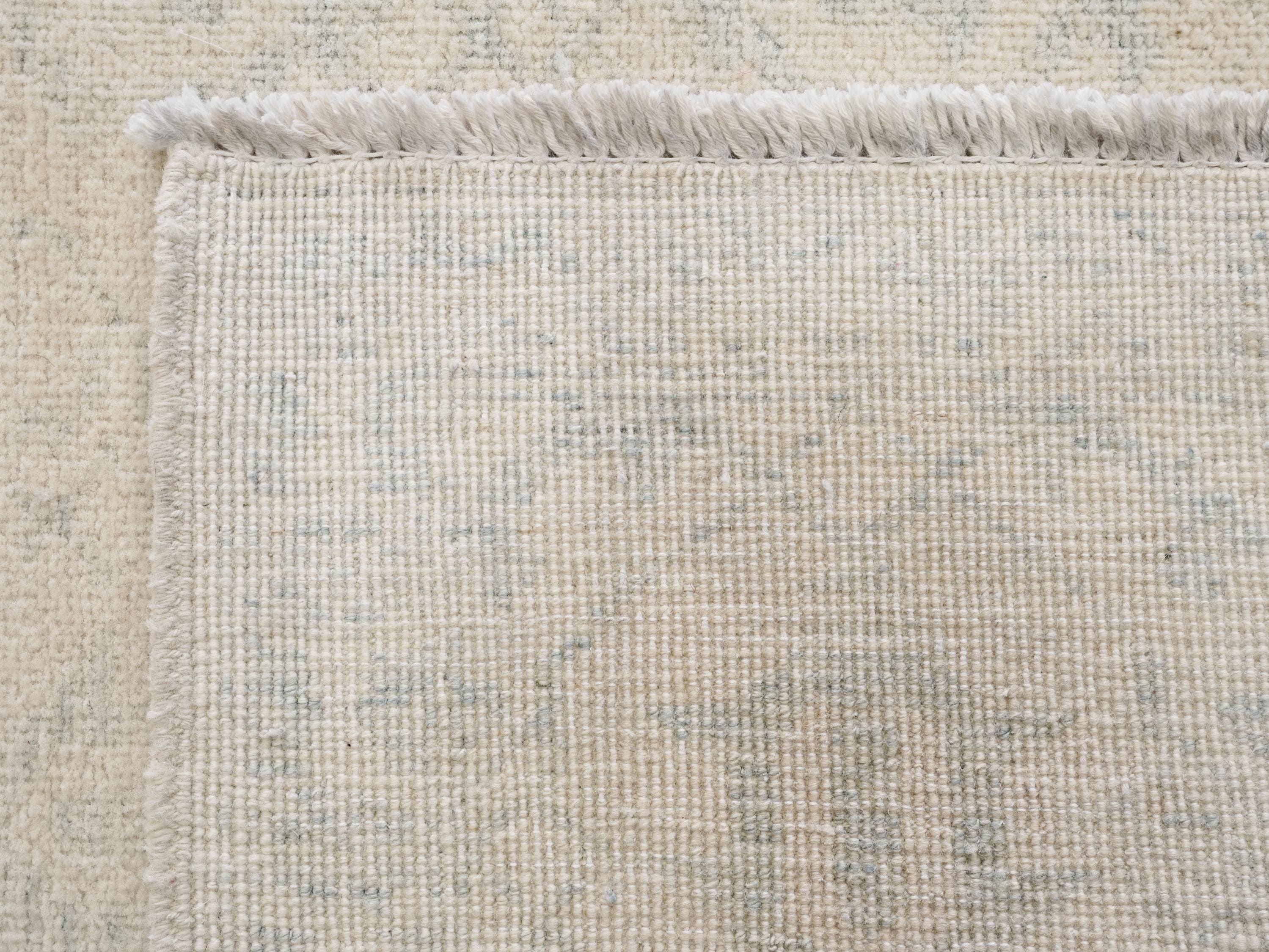 2x6 Ft Hand Knotted Beige Heriz Rug - Afghan Wool Runner