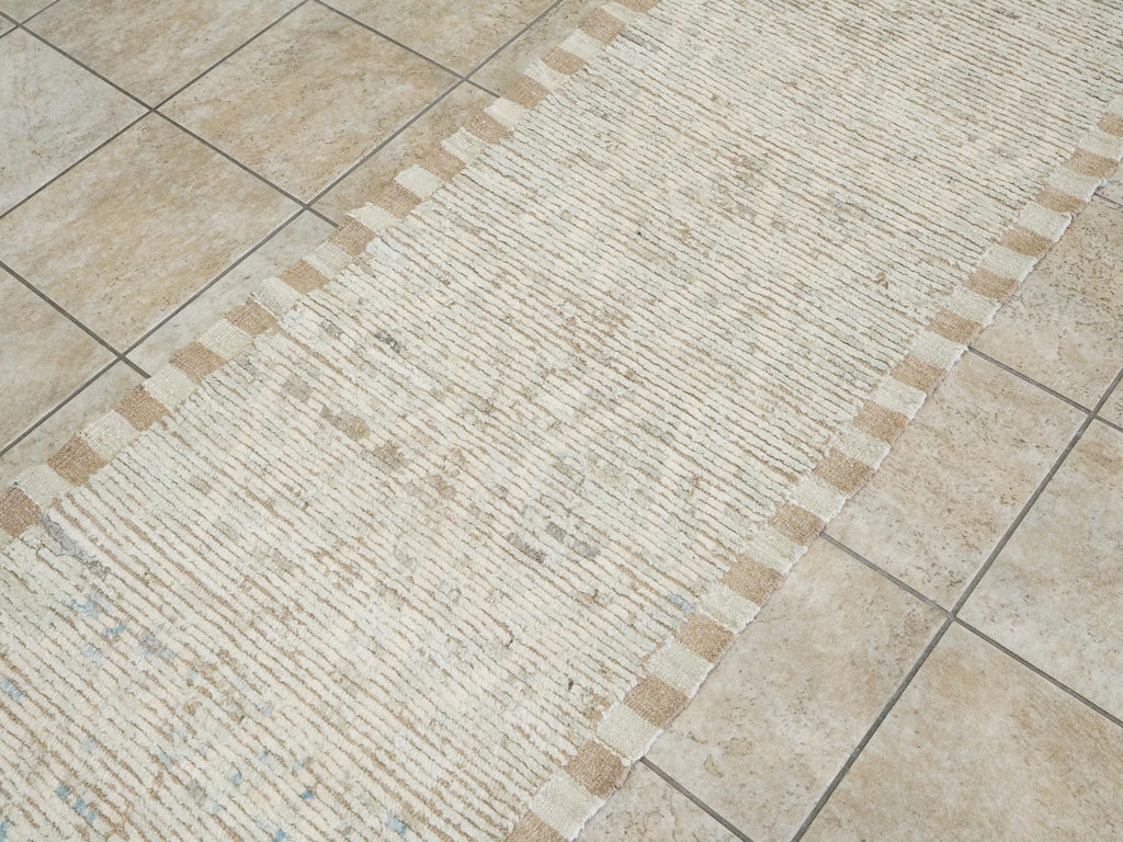 17 Ft Light Blue Moroccan Runner Rug - Hand Knotted Wool Rug