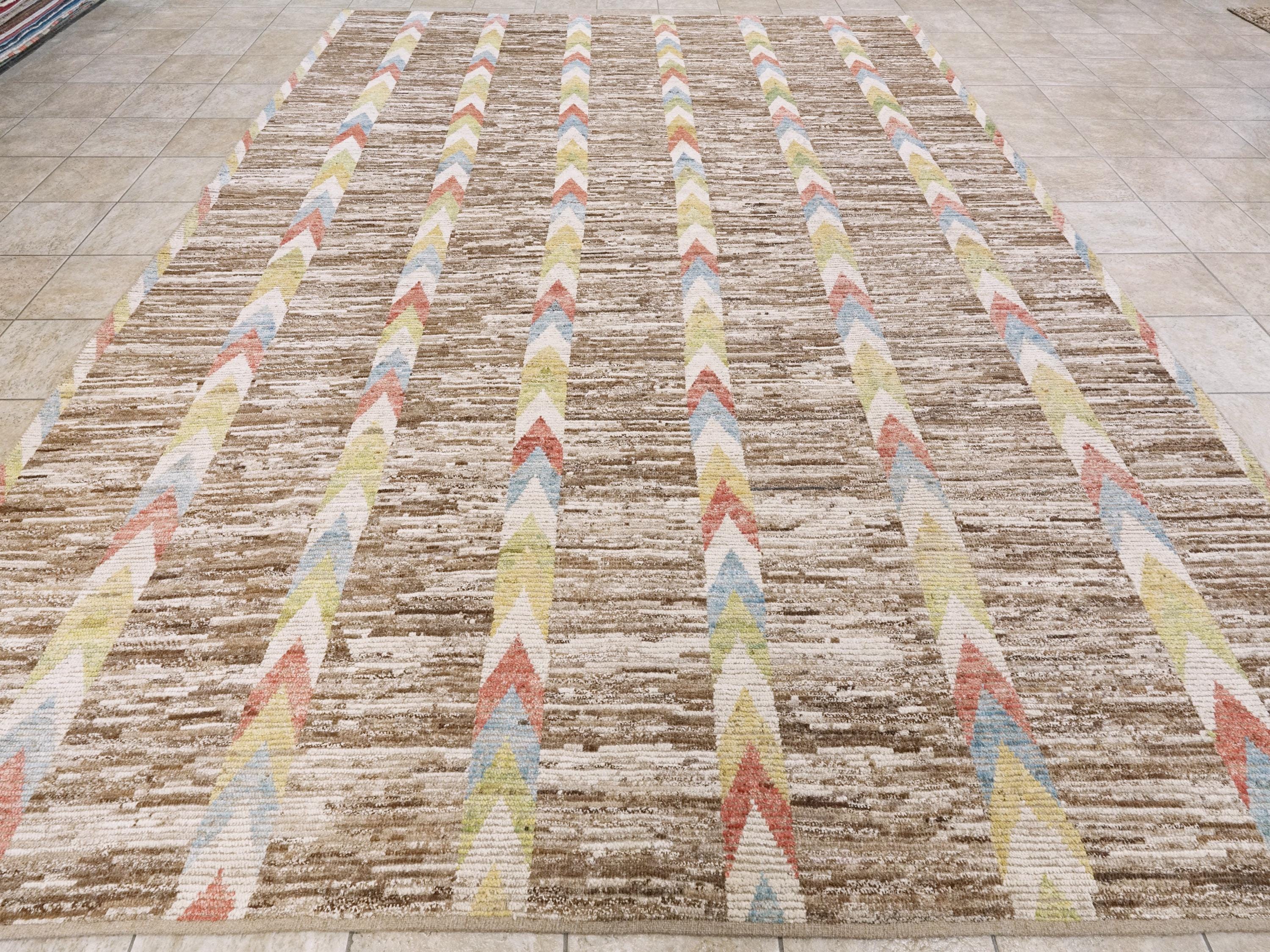 10x14 Ft Handmade Moroccan Rug - Light Brown Wool Rug