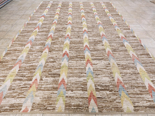 10x14 Ft Handmade Moroccan Rug - Light Brown Wool Rug