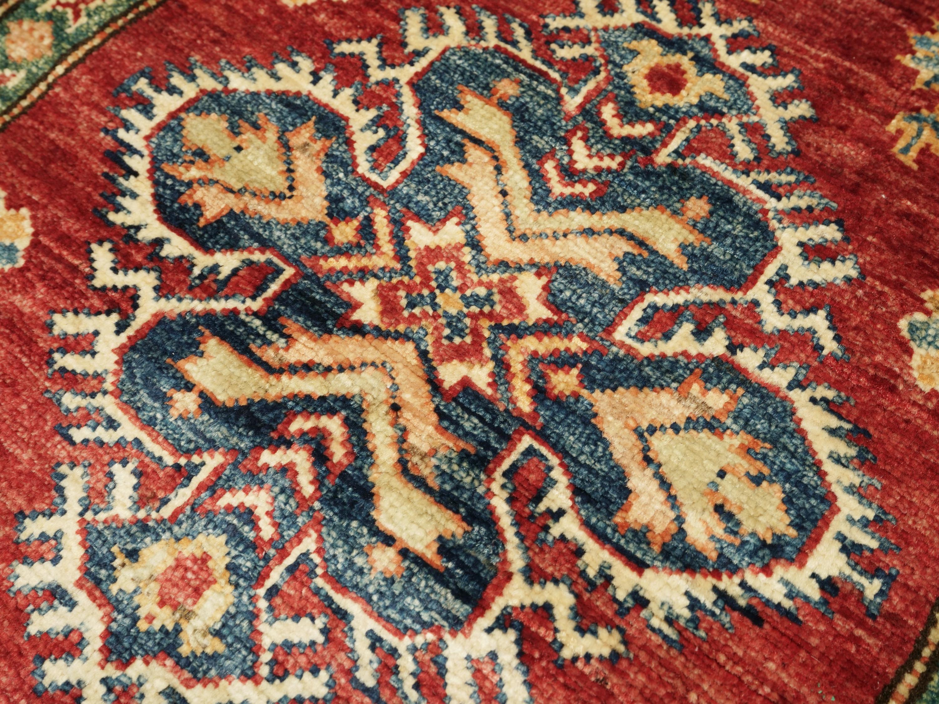 3x4 Ft Red Kazak Rug - Handmade Afghan Wool Rug