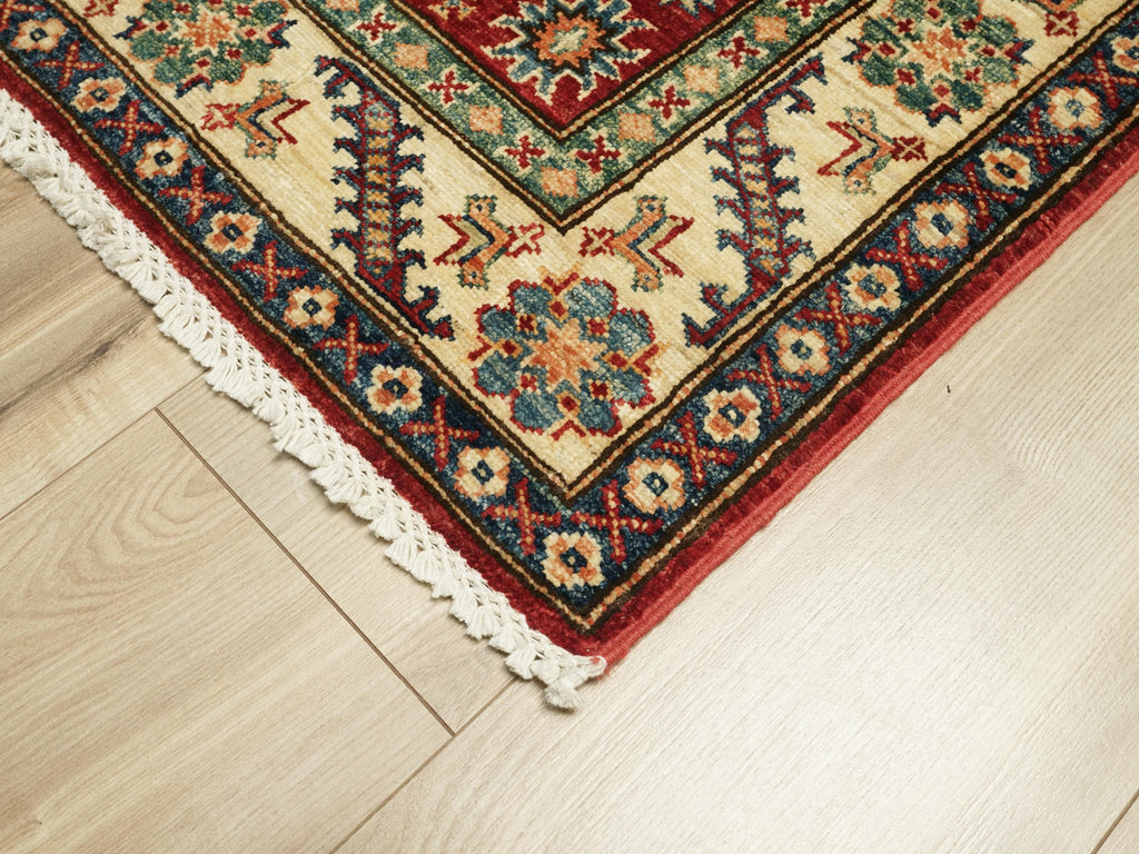 3x4 Ft Red Kazak Rug - Handmade Afghan Wool Rug