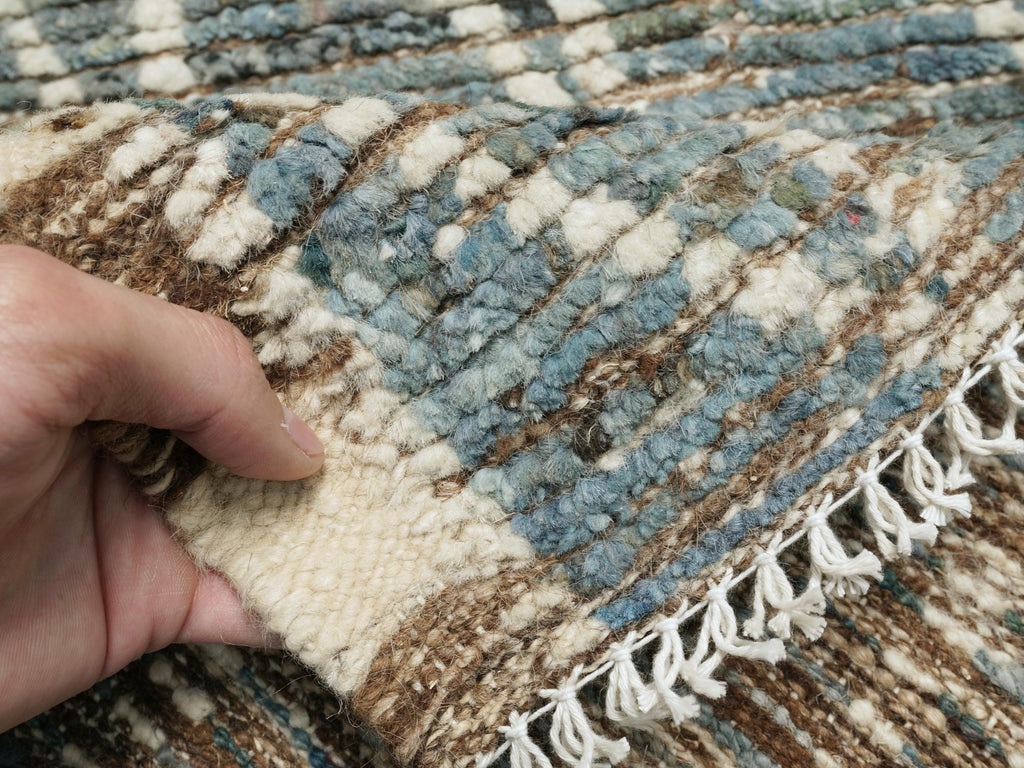 3x5 Ft Blue Moroccan Wool Rug - Hand Knotted Area Rug