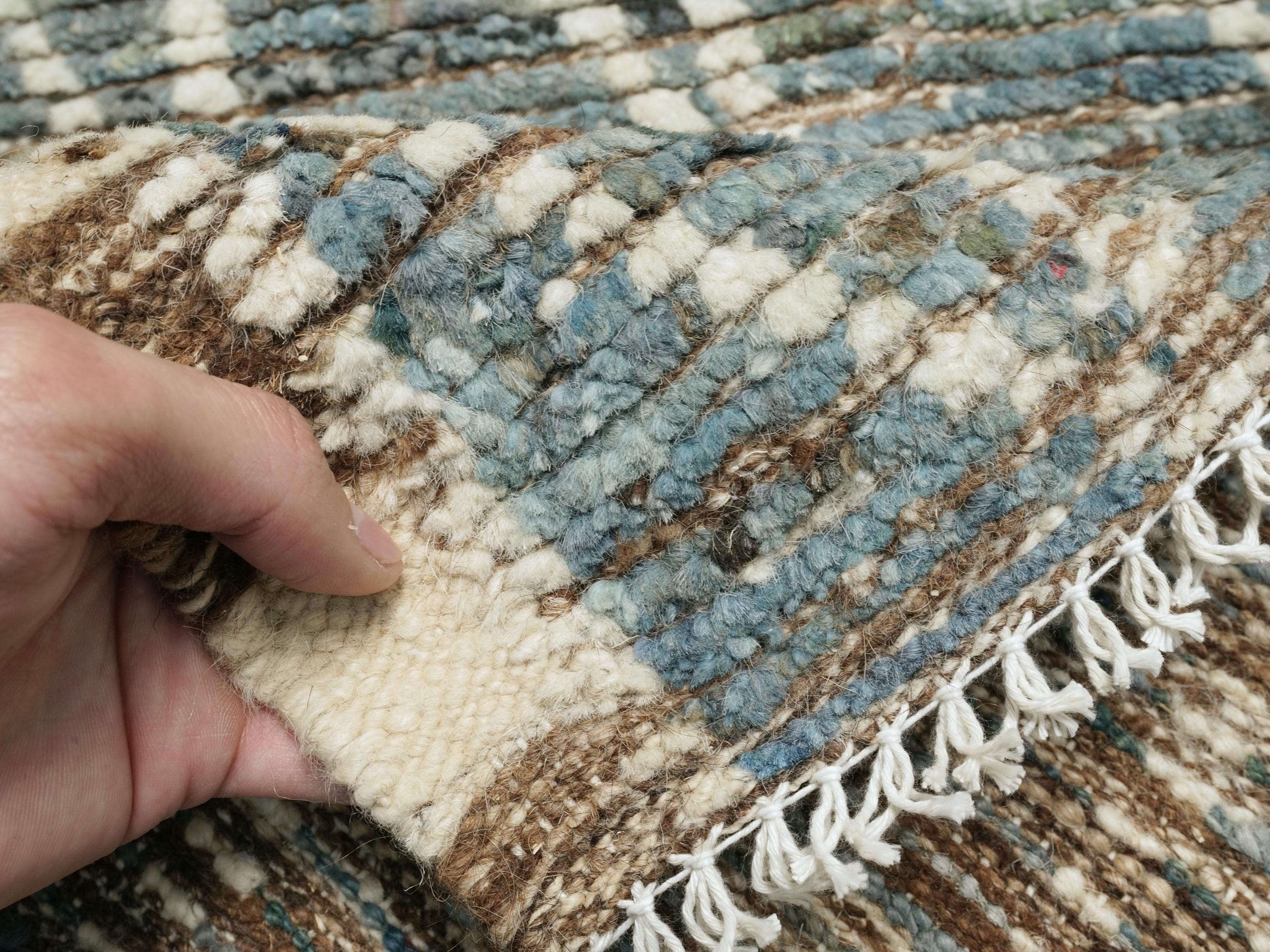 3x5 Ft Blue Moroccan Wool Rug - Hand Knotted Area Rug