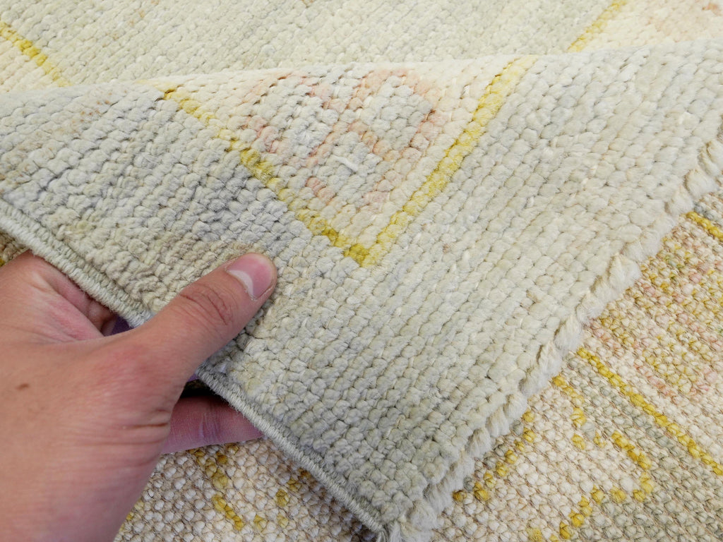 10x14 Ft Muted Green Ushak Rug - Hand Knotted Afghan Rug - Turkish Floral Design